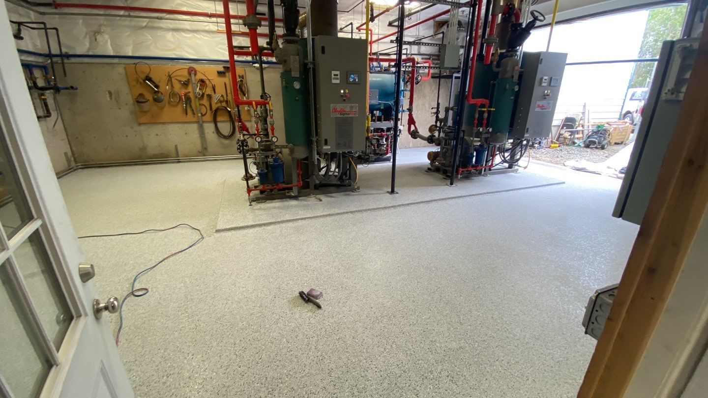 Commercial Floor Transformation using North Pole with Green by Croc Coatings, LLC
