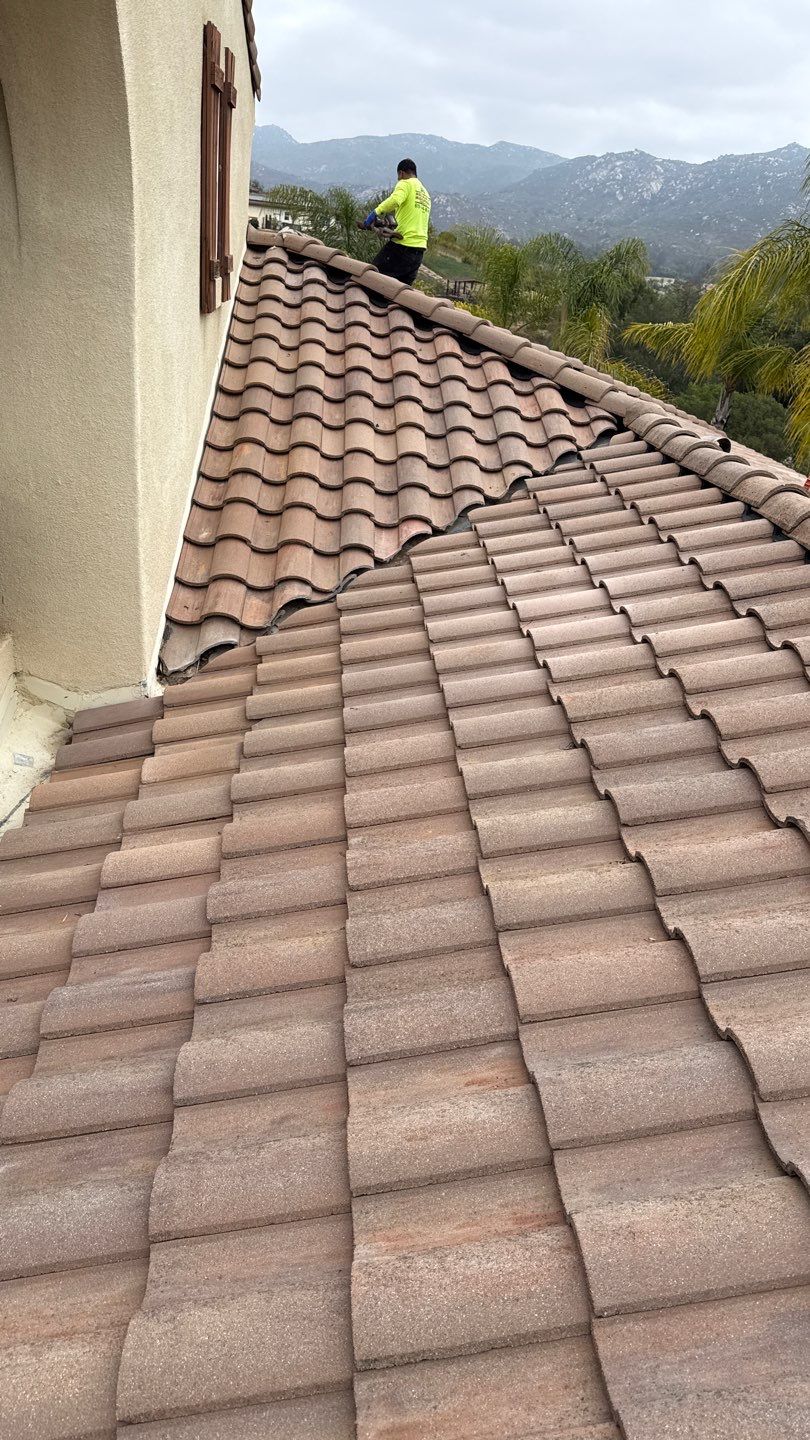 Terracotta Tile Roof Repair and Ridge Cap Sealing in Escondido by Reliable Roofing San Diego Inc.