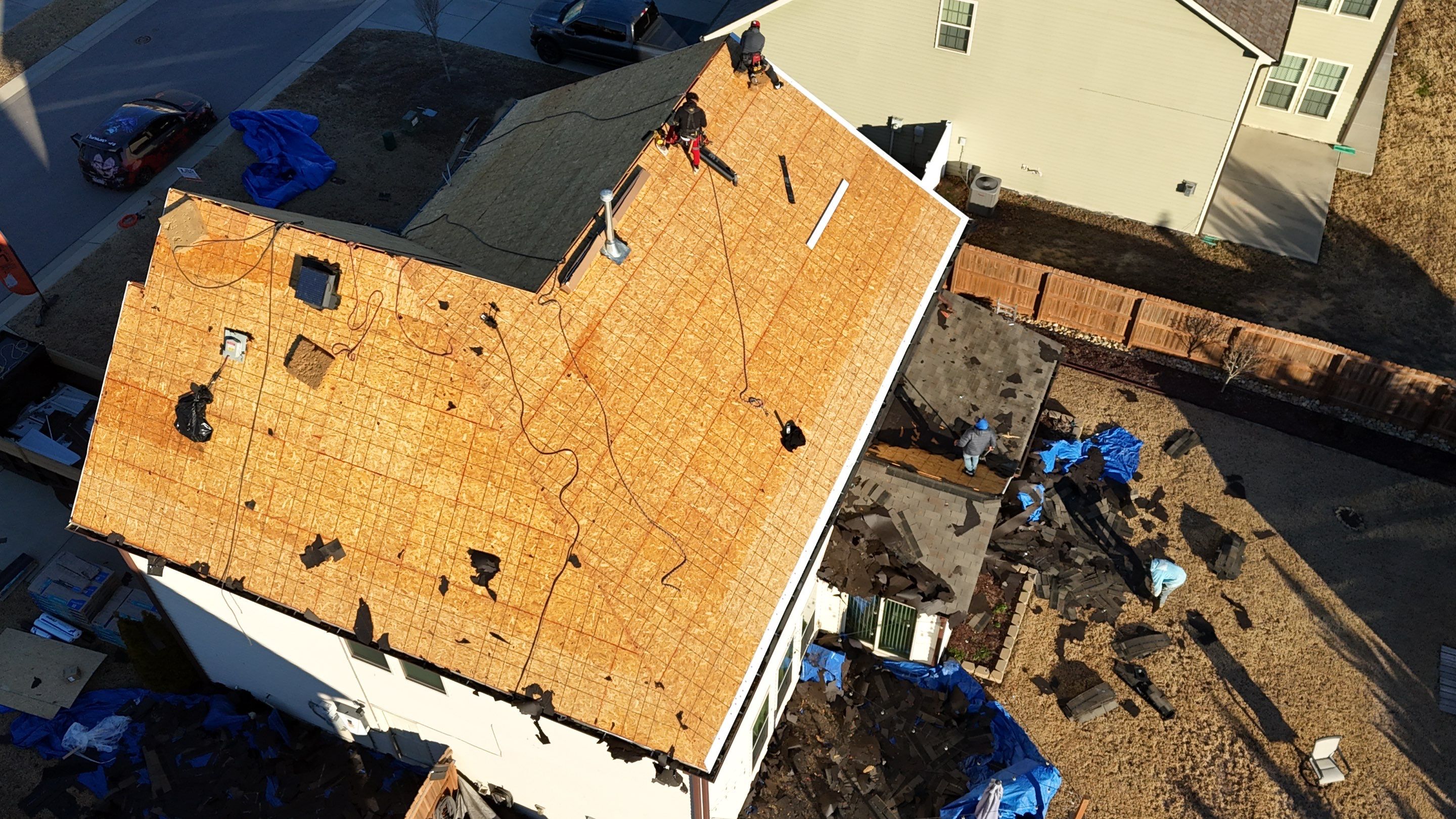 Roof replacement by hail damage, interior repair and solar panels replacement  by Just Brilliant Restoration JBR