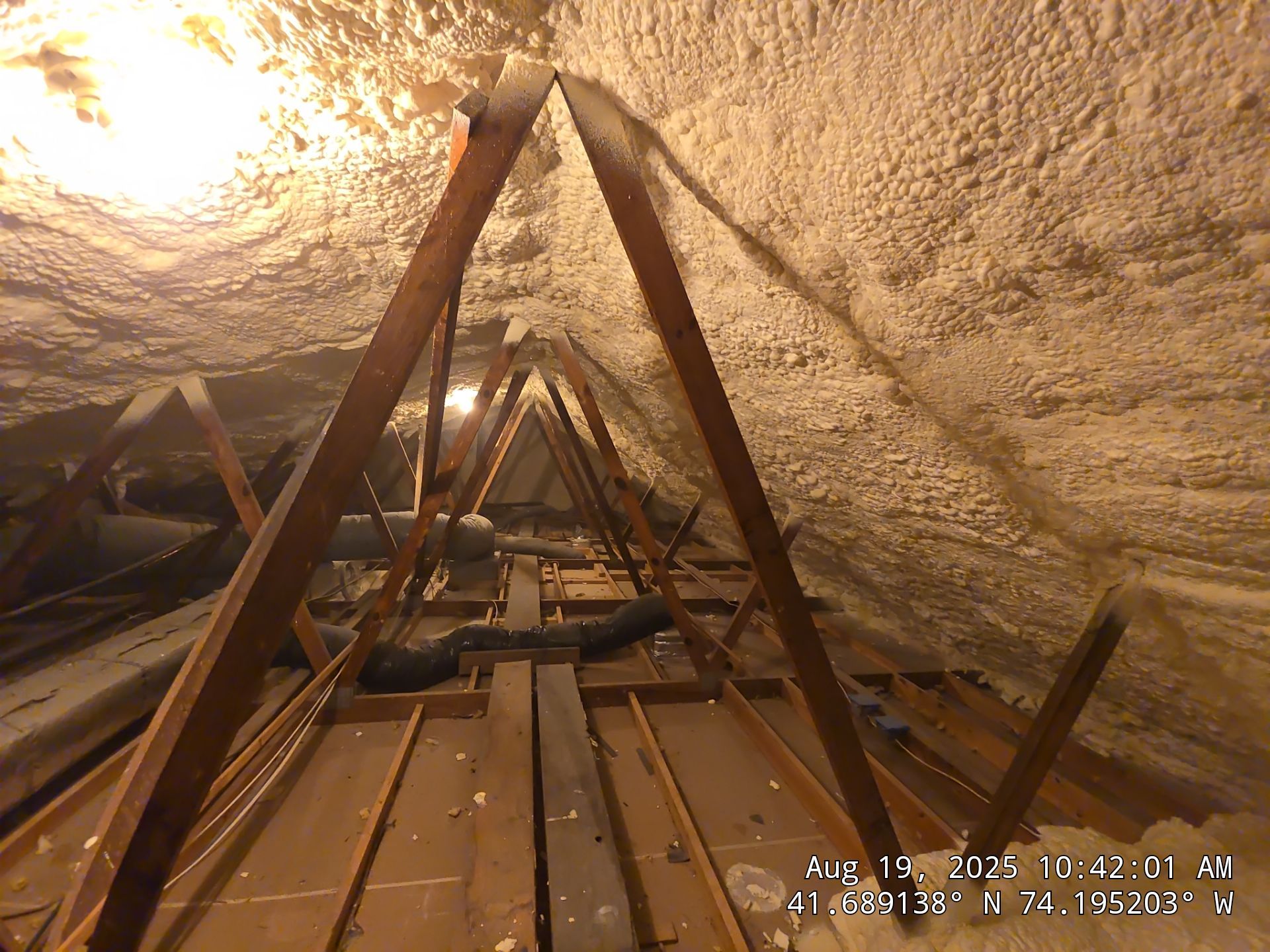 Attic Insulation using open cell spray foam by NYS Foam & Energy