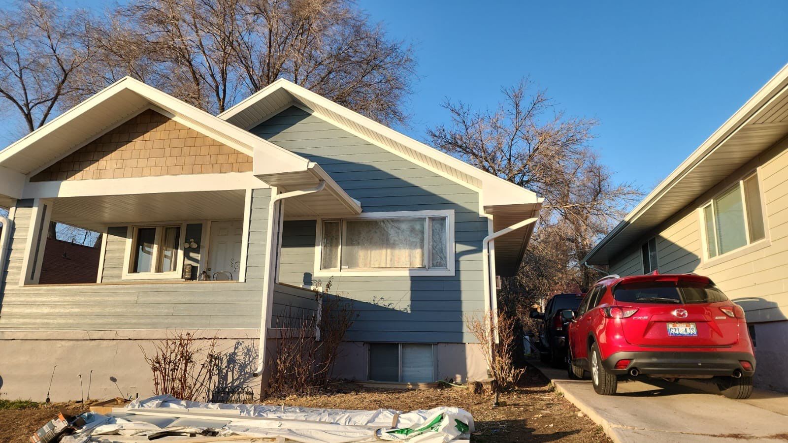 Ogden | Custom Hardie Transformation | Boothbay Blue & Summer Wheat Shakes by Ideal Siding Utah