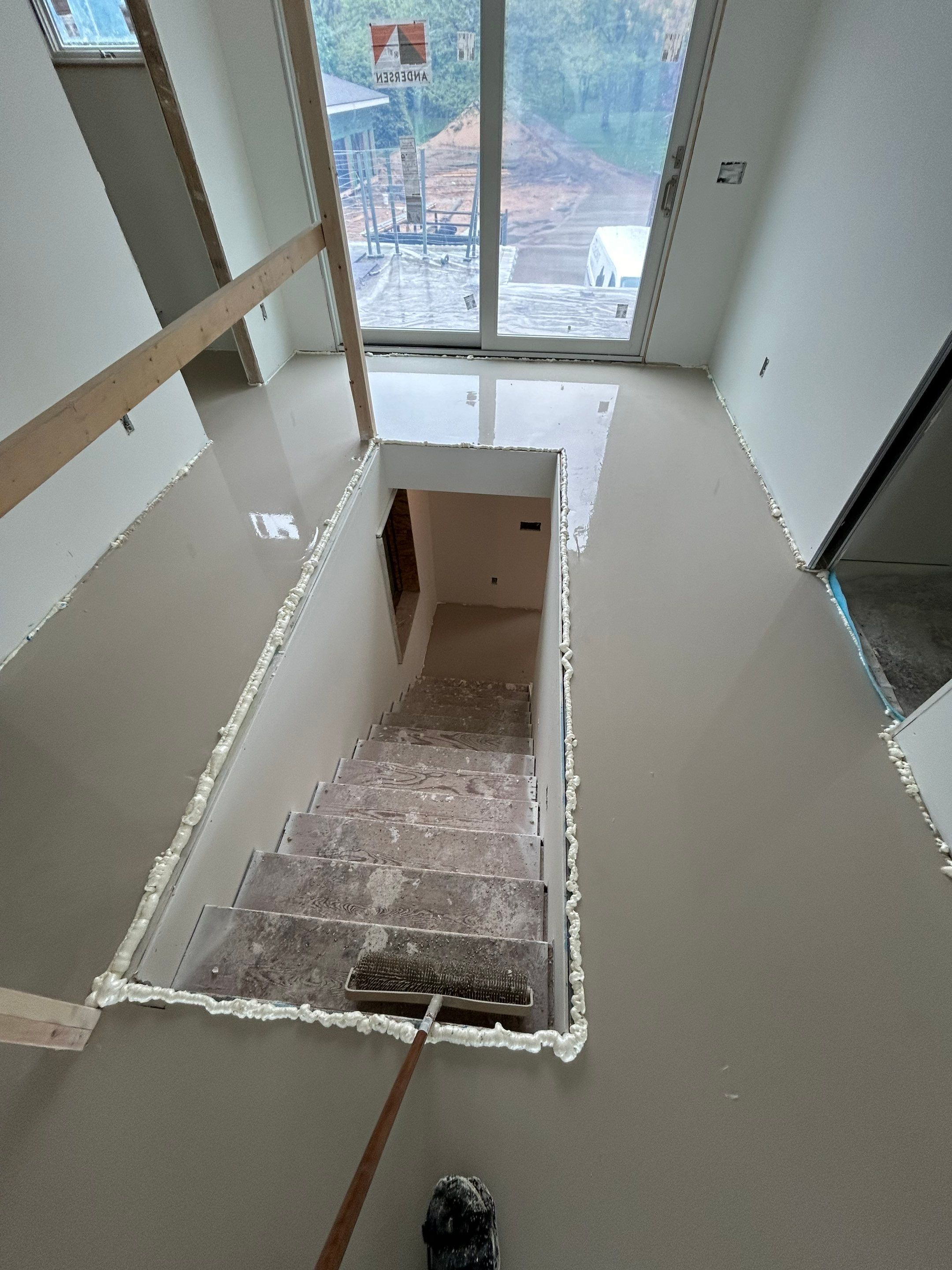 This project has it all!!!! Custom Flooring, Leveling Service, Custom Stair parts and pieces, risers, blue pad cover - all inclusive service from RTB! by RTBaldwin Hardwood Floors