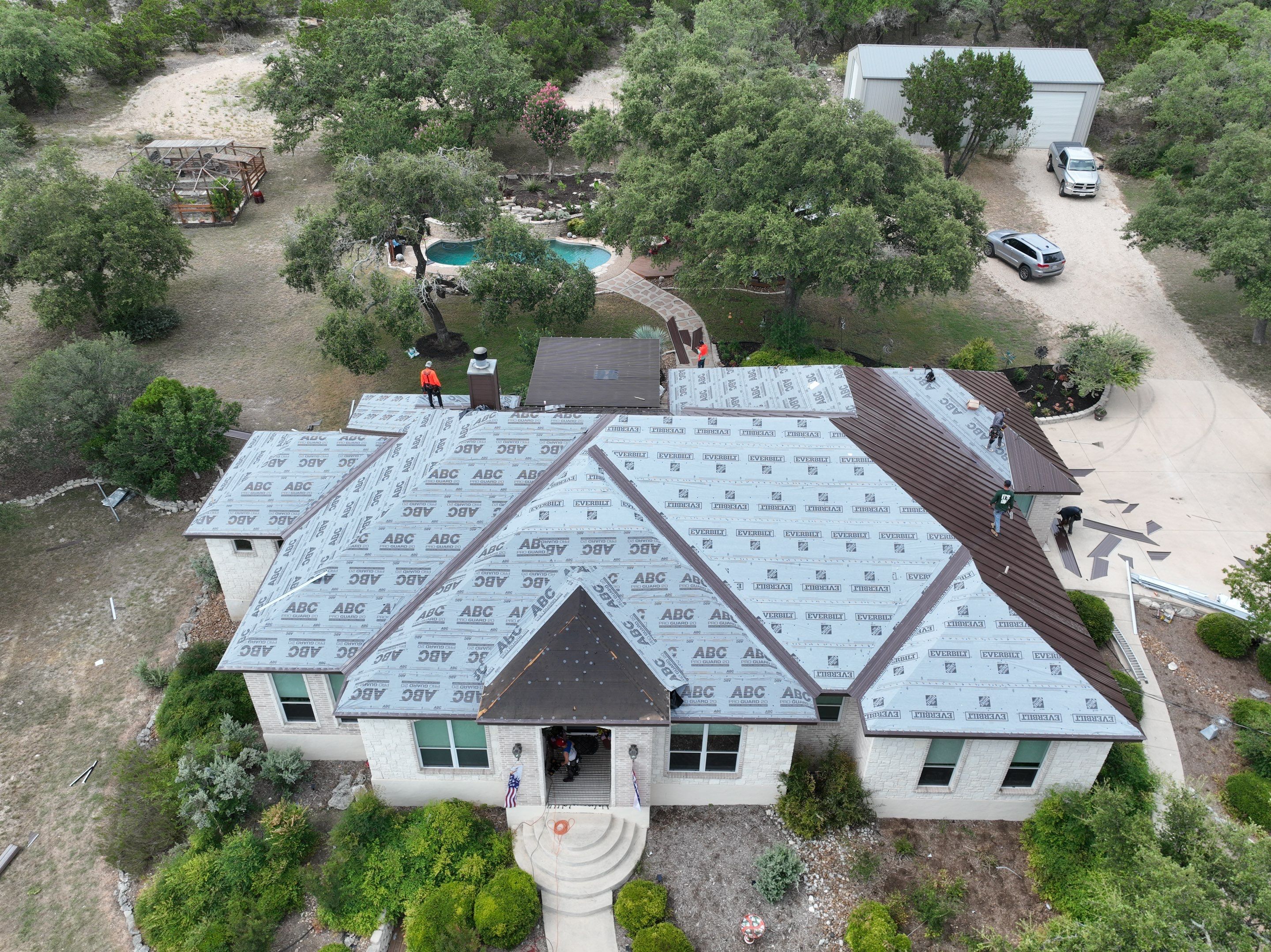 Residential Metal Roof Installation using McElroy Metal by Premier Roofing and Contracting
