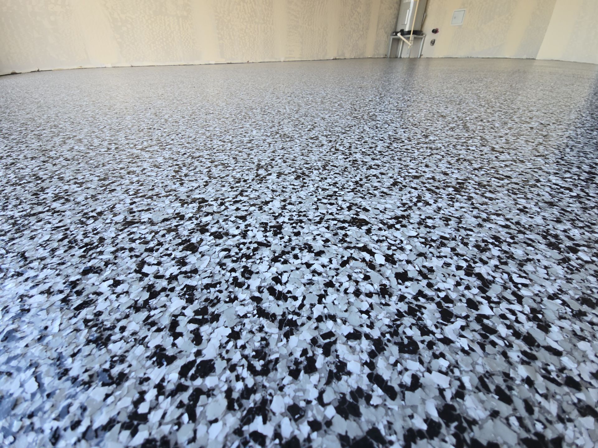 Domino 1/4-Inch Chip Garage Floor Coating in Coeur d'Alene by Croc Coatings, LLC