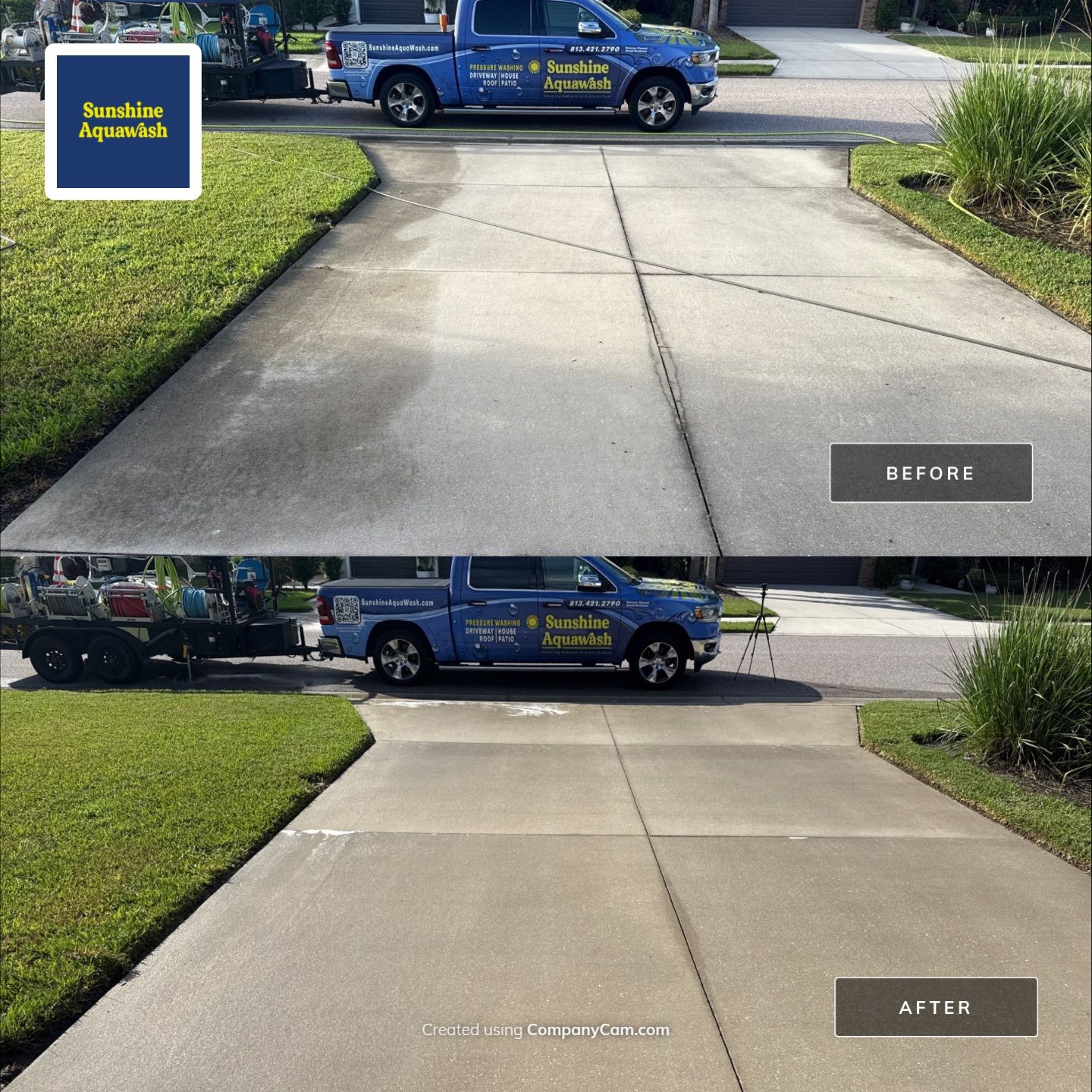 Concrete Driveway Cleaning in Arbor Reserve Community Bradenton, Fl by Sunshine AquaWash