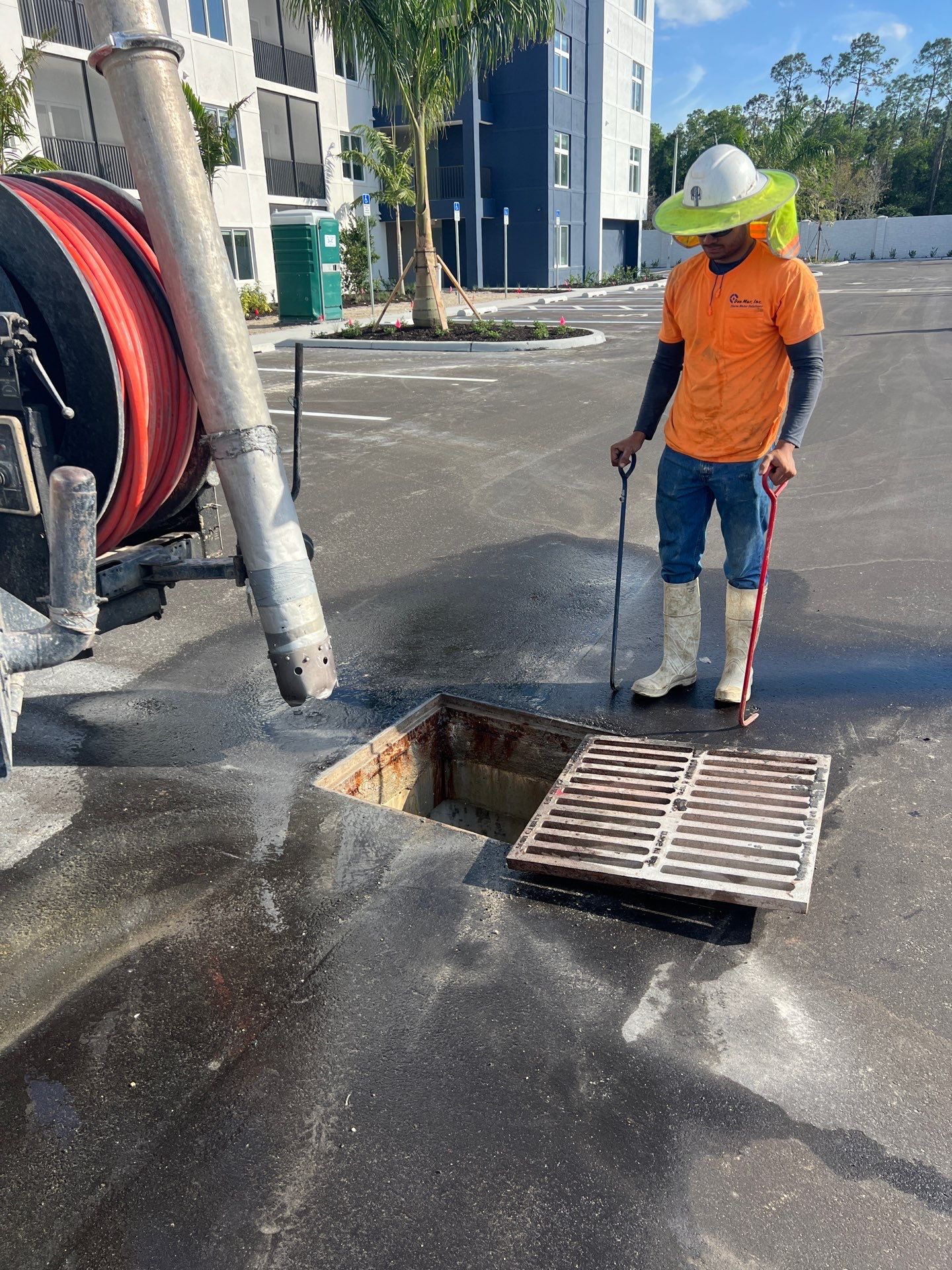 New Construction Apartment Complex Stormwater System and Sewer System Cleaning by Don Mar, Inc. Storm Water Solutions