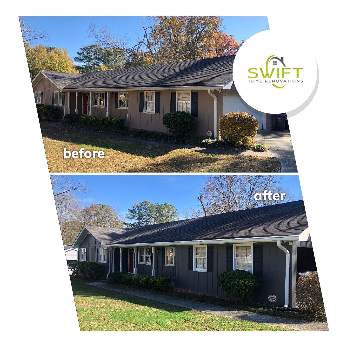 Full Exterior House Painting Transformation in Snellville Georgia by Swift Home Renovations 