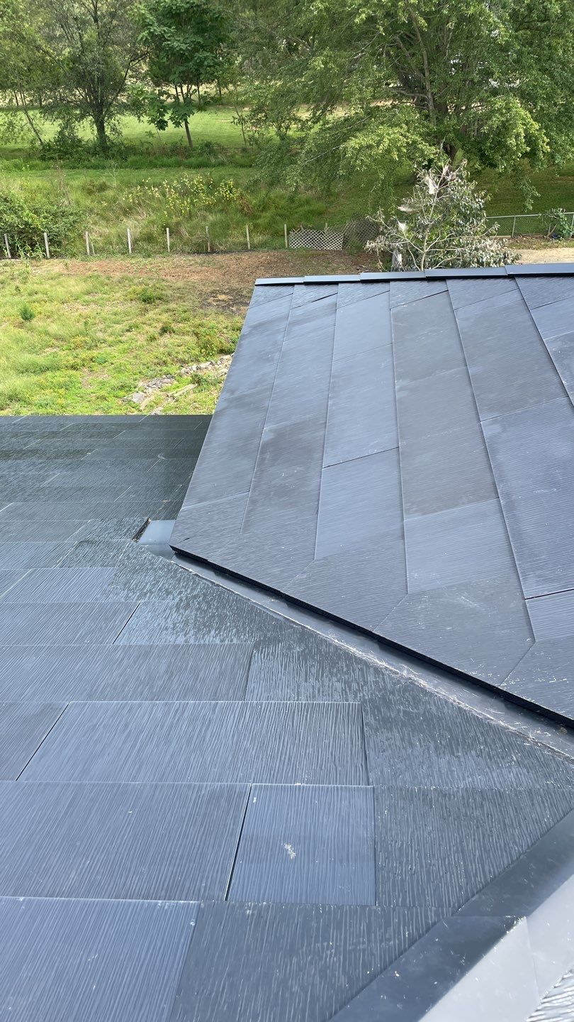 Tesla Solar Roof  using Tesla Solar Roof V3 tiles by American Home Contractors