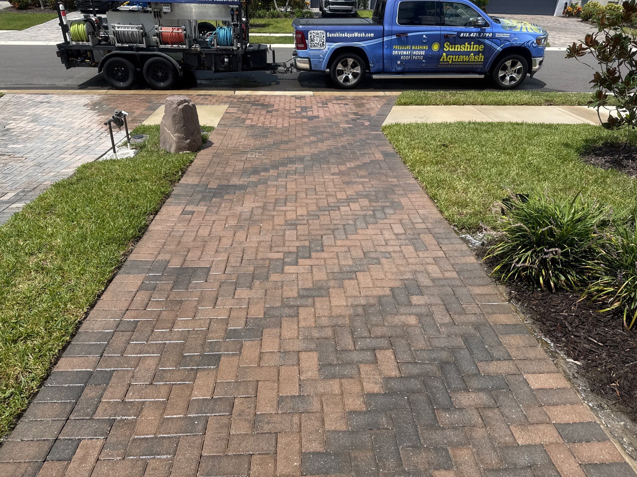 Paver Driveway & Sidewalk Cleaning in Trevesta β Palmetto, FL by Sunshine AquaWash