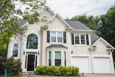 Marietta, GA Chimney Siding, Fascia, and Soffit Replacement using James Hardie Lap Siding, Hardie Trim, and Hardie Panel