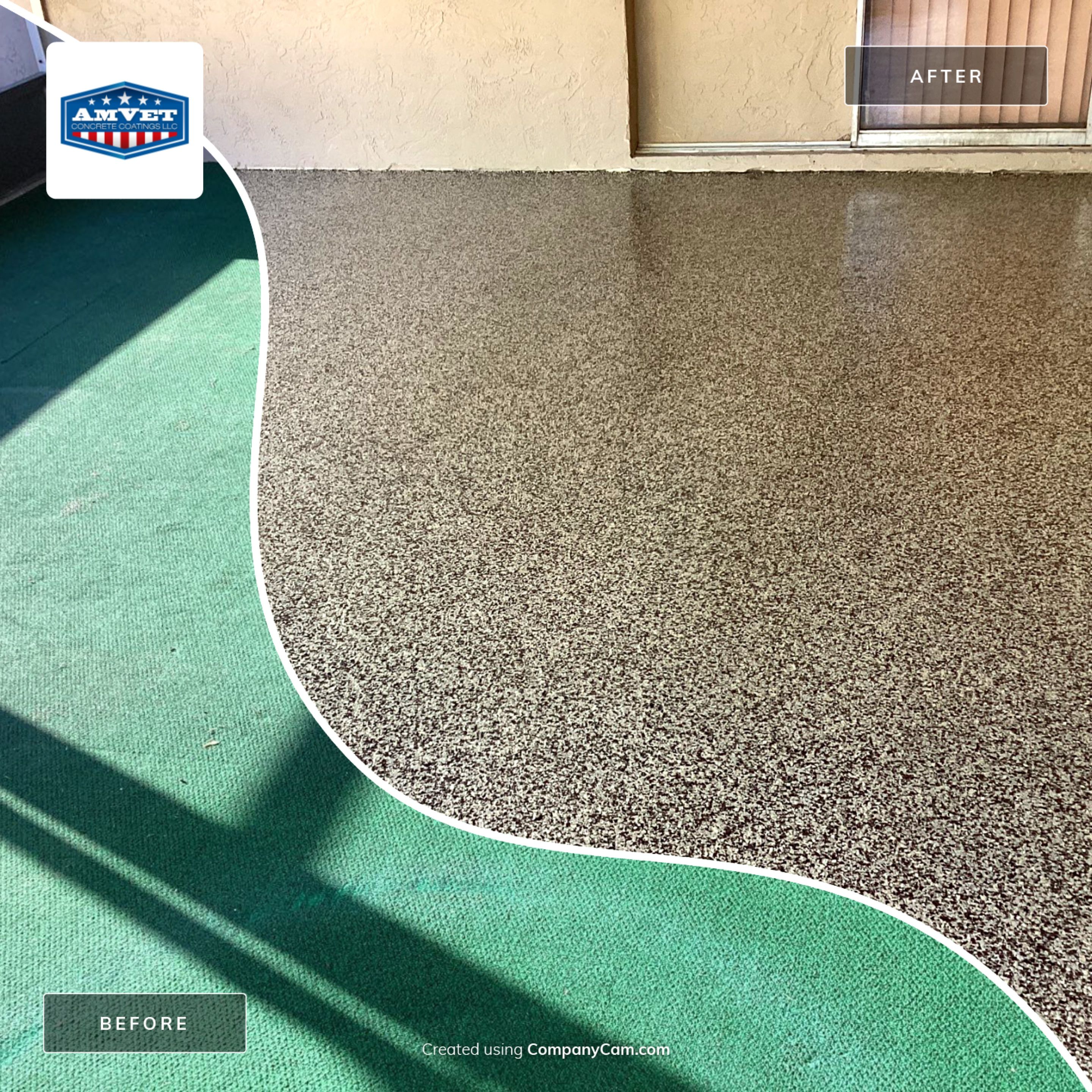 Patio using Cordwood by Amvet concrete coatings llc