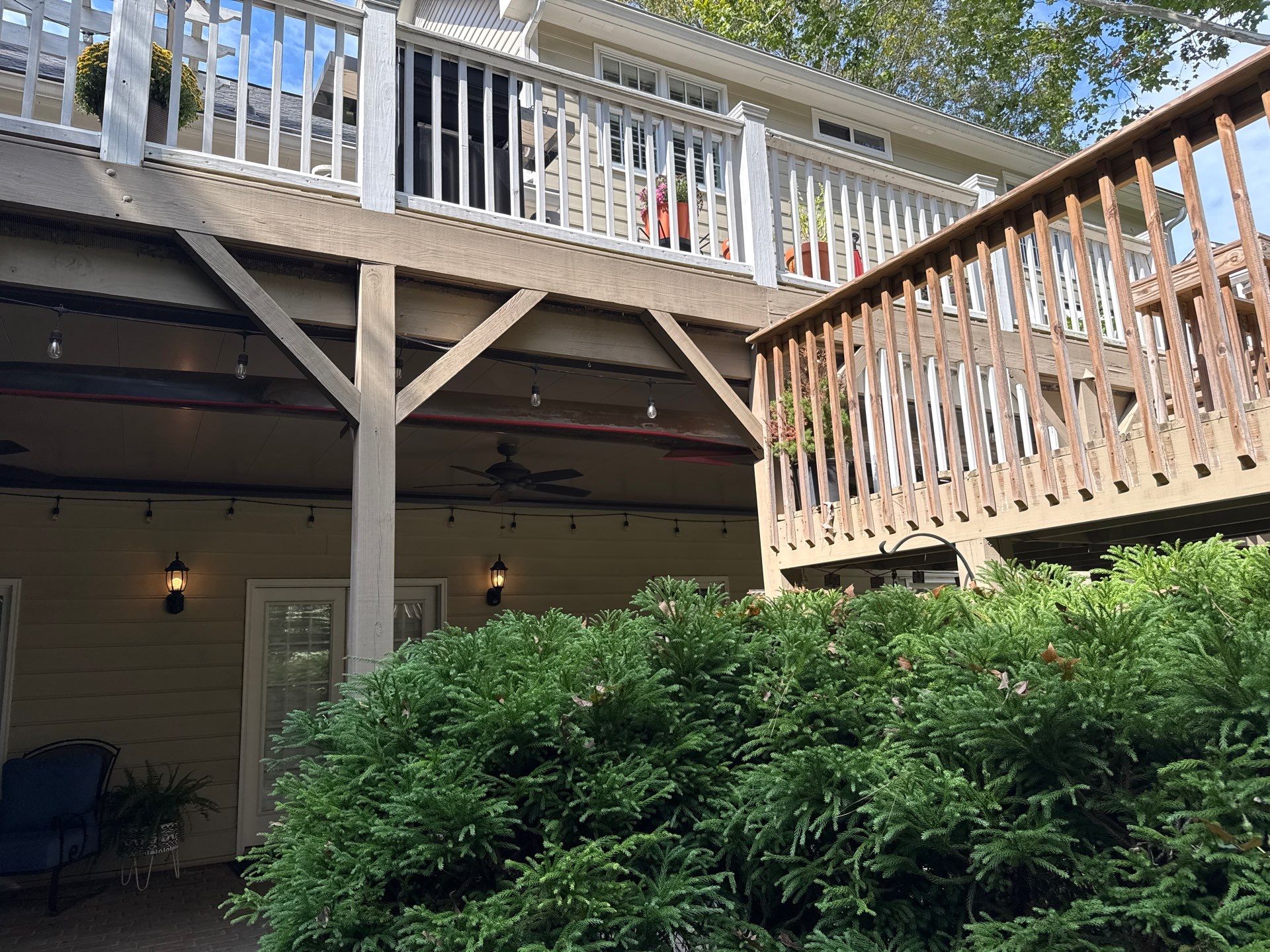 Deck Resurface and Screened-In Porch Build with Timbertech LED Lantern Post Cap Lights by Nelson Exteriors