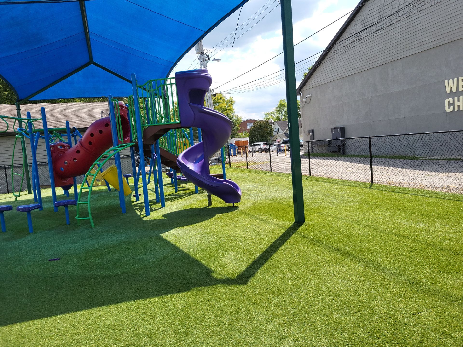 Indianapolis Child Care Center Playground Synthetic Turf Installation by Southwest Greens Midwest