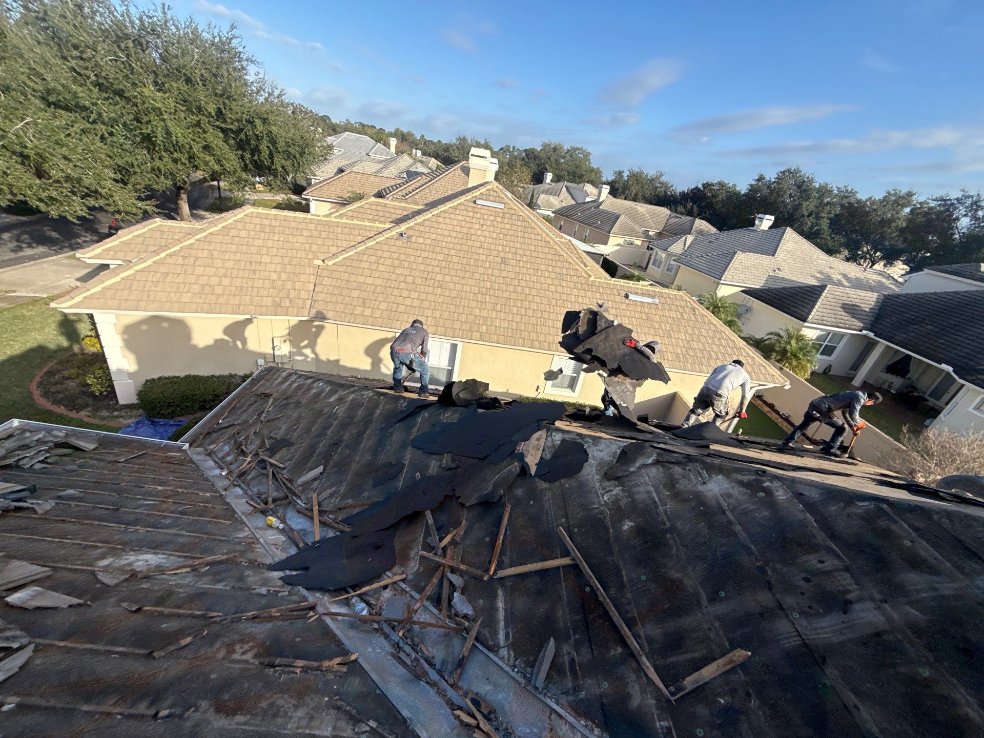 Orlando Tile Roof Replacement with Crown Windsor Shake Silverado Tiles by Fortified Roofing Solutions Corp.