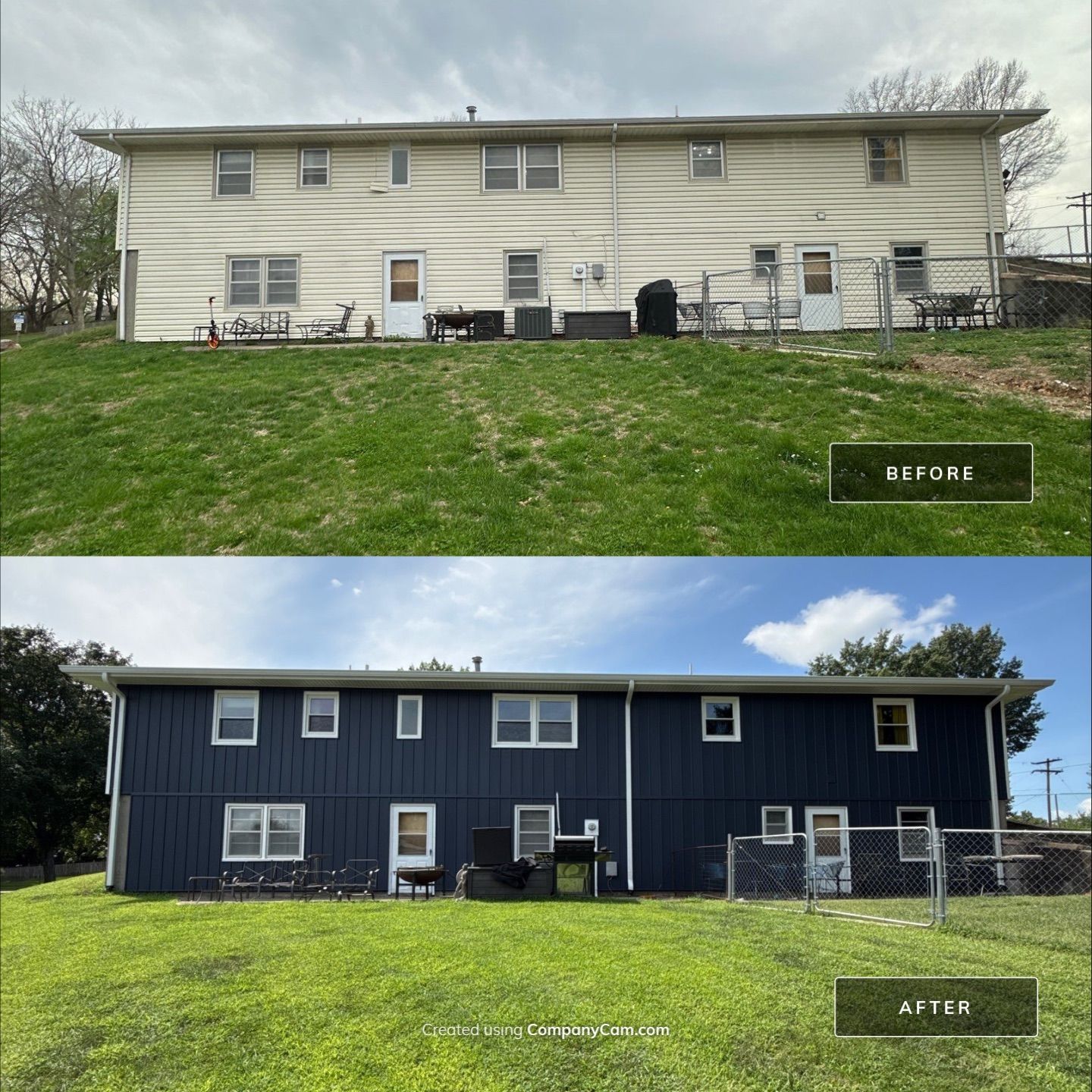 Indigo Board and Batten Siding and Window Replacement in Smithville by EEC Windows, Siding & Roofing