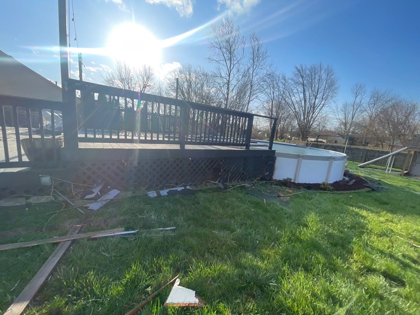 Tornado damage in Whiteland. Roof replacement, James Hardie siding, exterior paint, gutters, windows, doors by 317 Roofing & Restorations