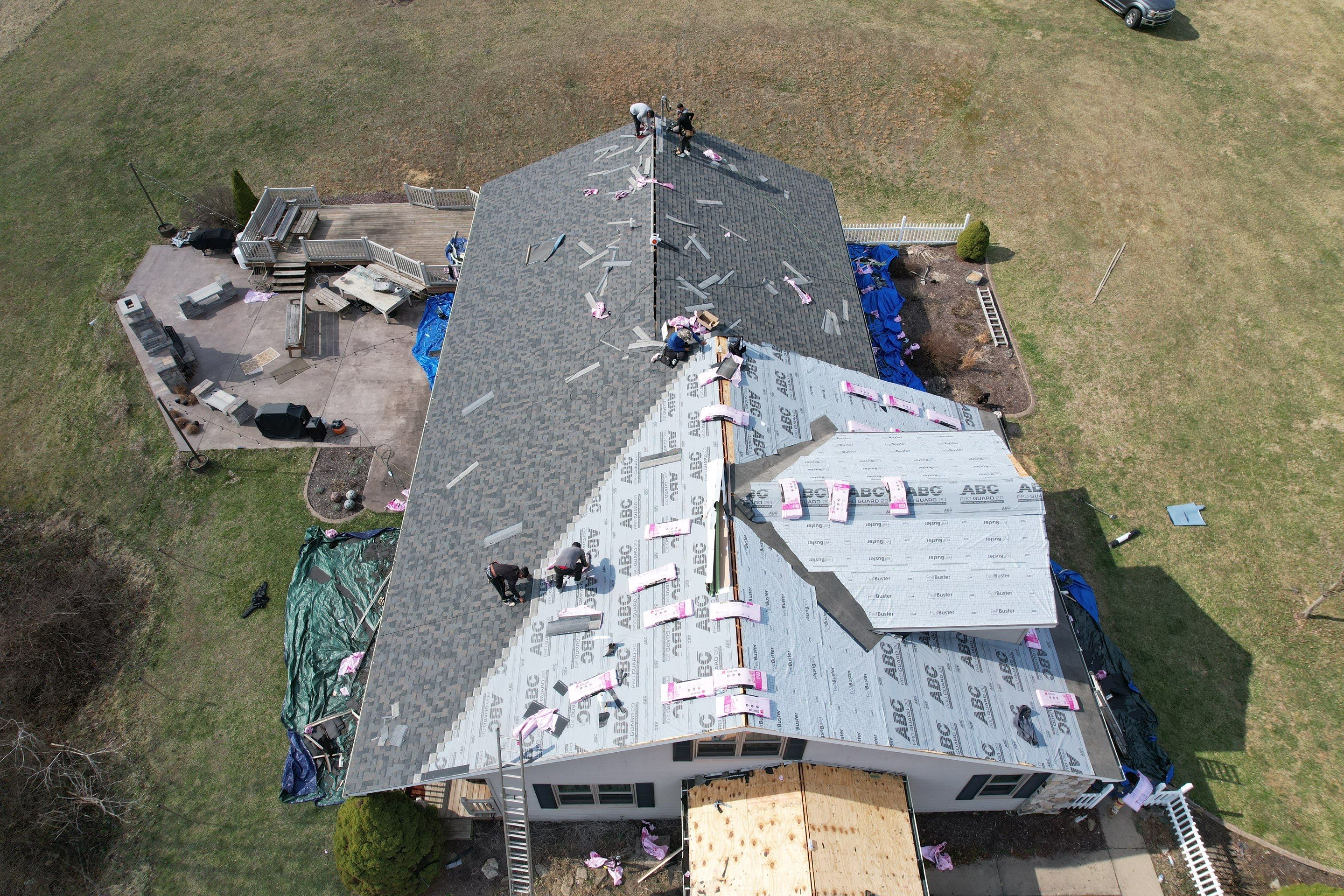 Residential Roofing Installation using GAF Timberline HDZ Charcoal by Rainstoppers Roofing