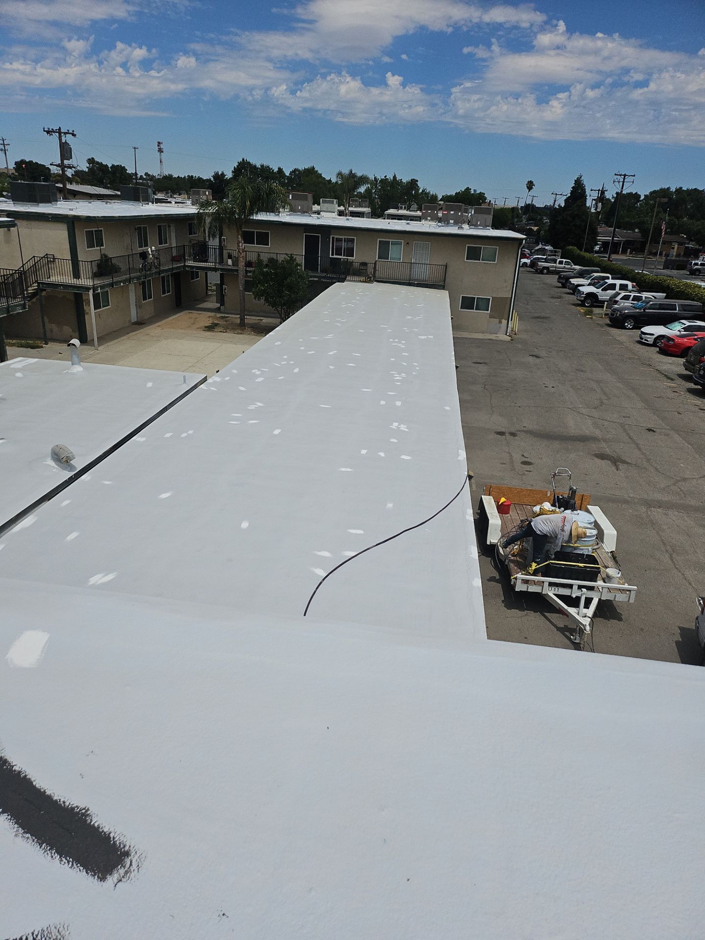 Foam Refurbish using General Coatings acrylic coatings and spray foam by Straight Edge Roofing Inc