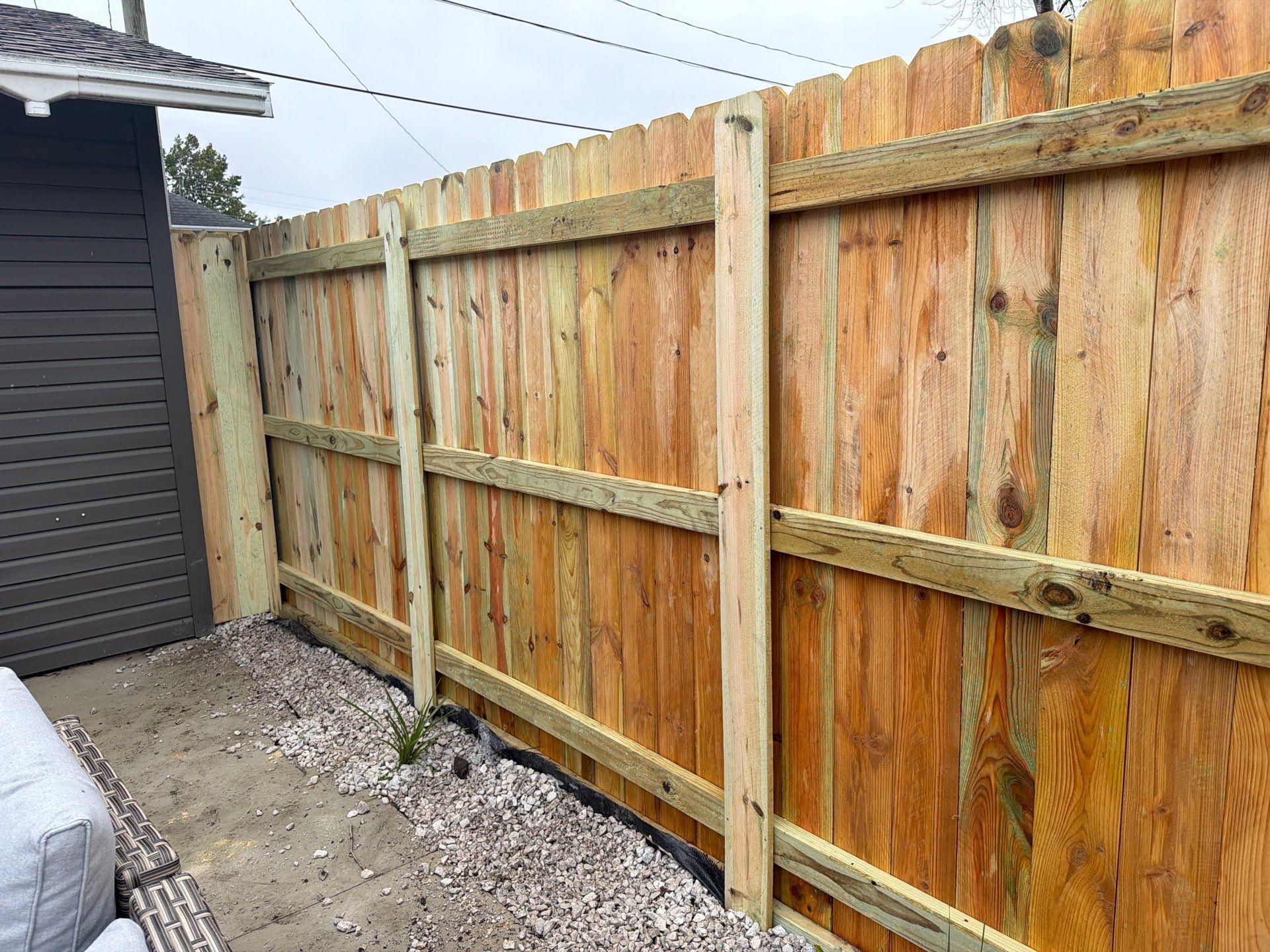 Custom Wood Privacy Fence and Black Chain Link Gate in Independence by Perfect Picket Fence and Stain