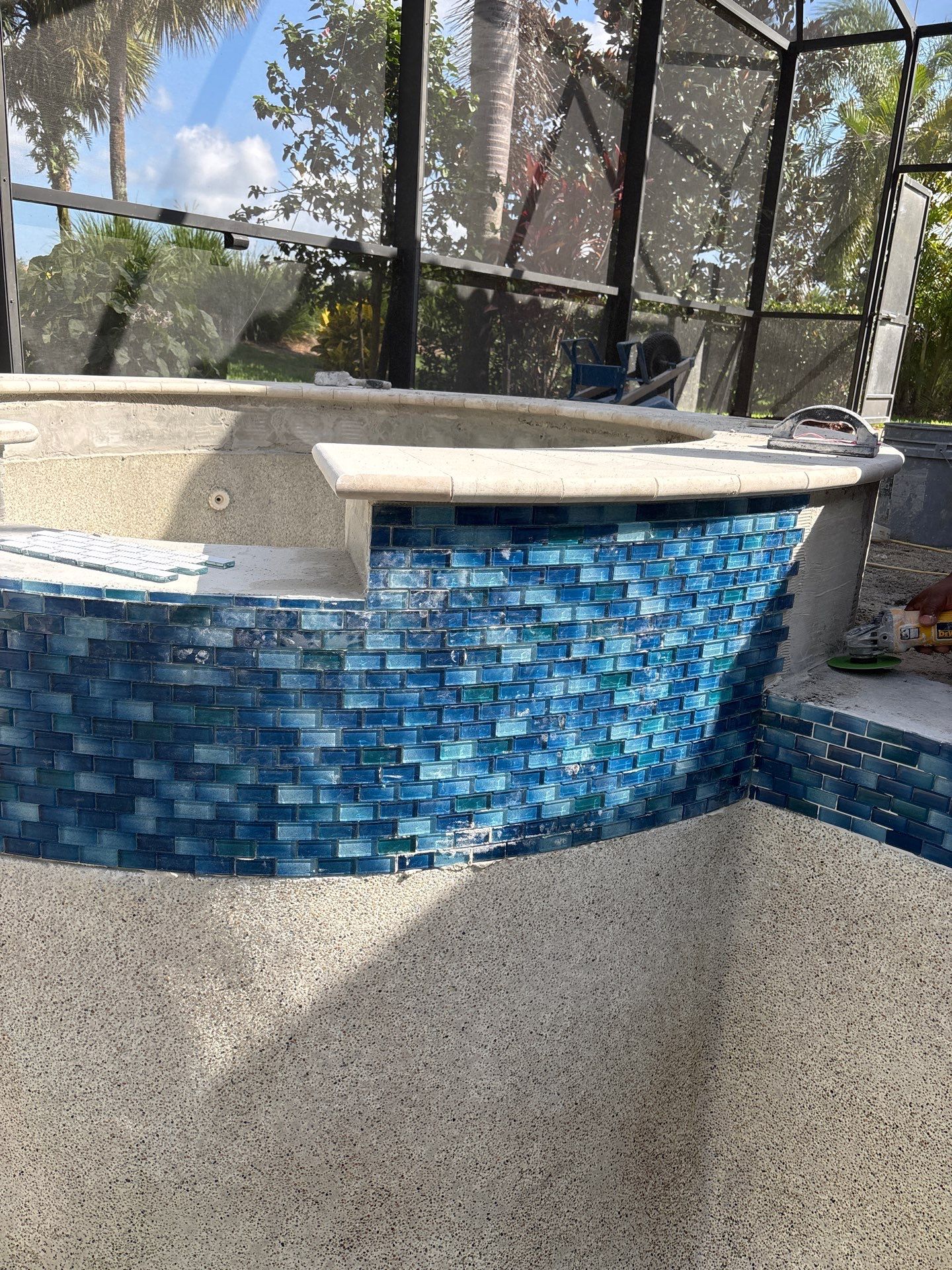 Textured Marble Pool Deck - Bonita National Golf & Country Club by Old Town Pavers Llc