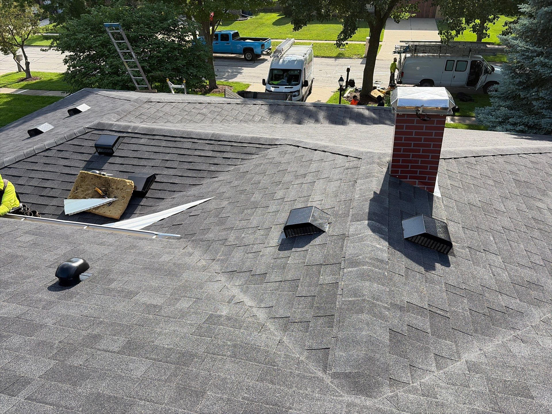 Architectural Shingle Roof Replacement on Darien Brick Residence by Pro Home Services Inc