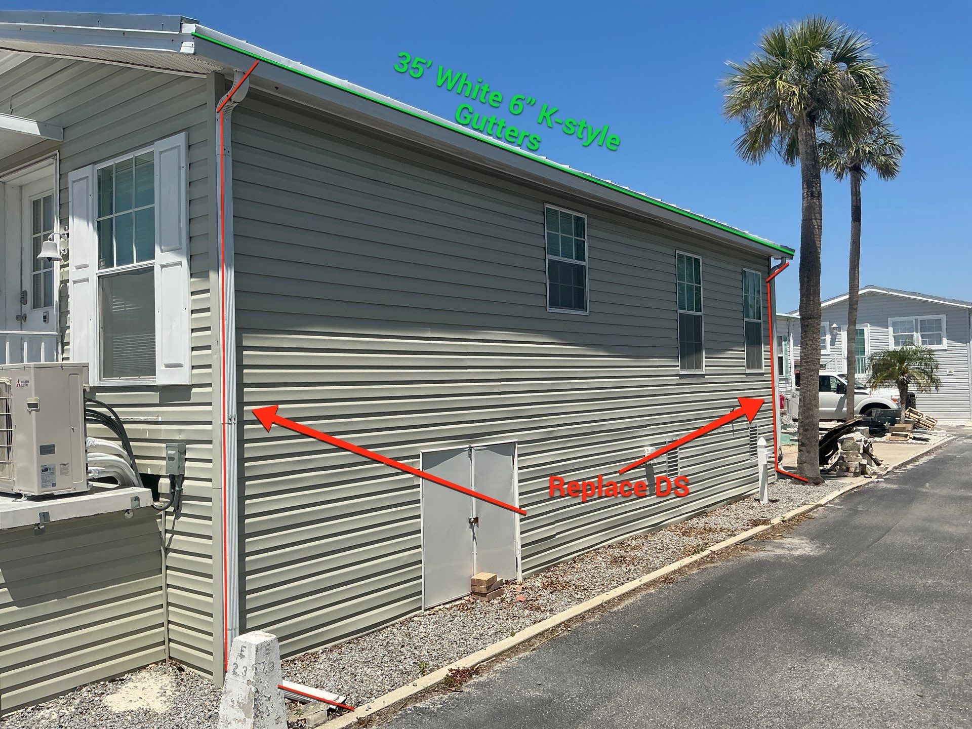 White K-Style Gutters for Beach Homes in Longboat Key FL by Gutter Professors