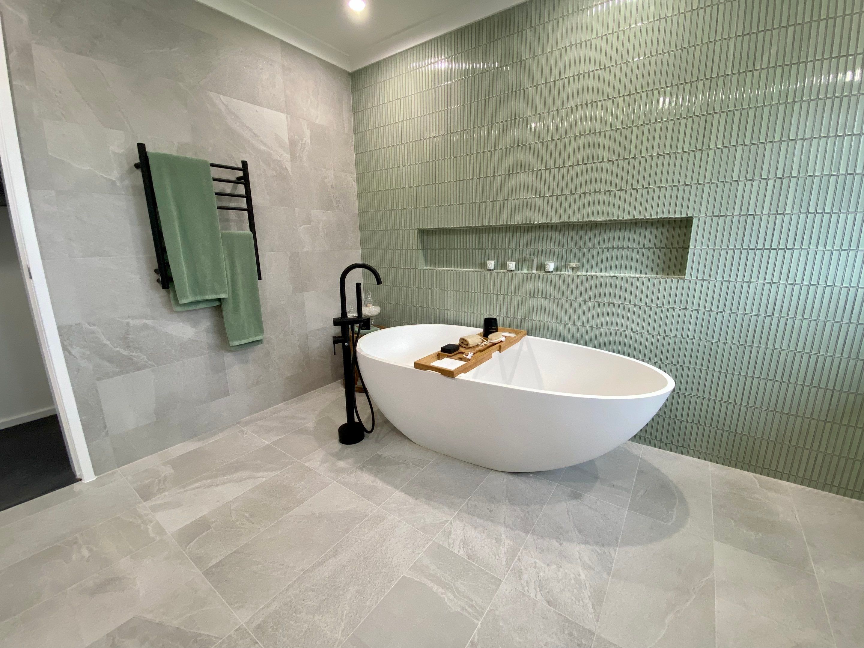 Bathroom Renovation using XROCK 36W White natural 300 x 600 by Re-seal Bathrooms