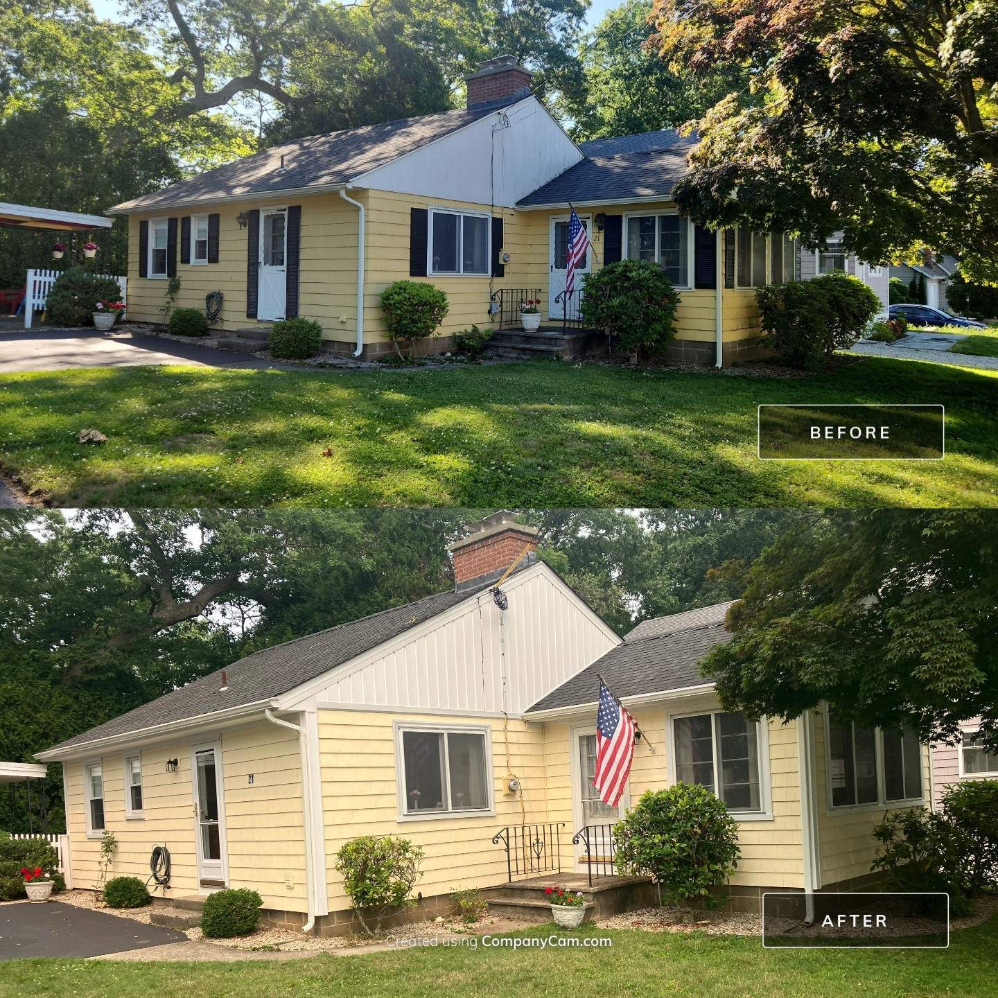 Siding Refreshment with Cert Cedar Impressions D/7 Perfection Straight Bottom, Heritage Cream; and Cert S/7 Reverse Board and Batten, White by DiGiorgi Roofing and Siding Inc