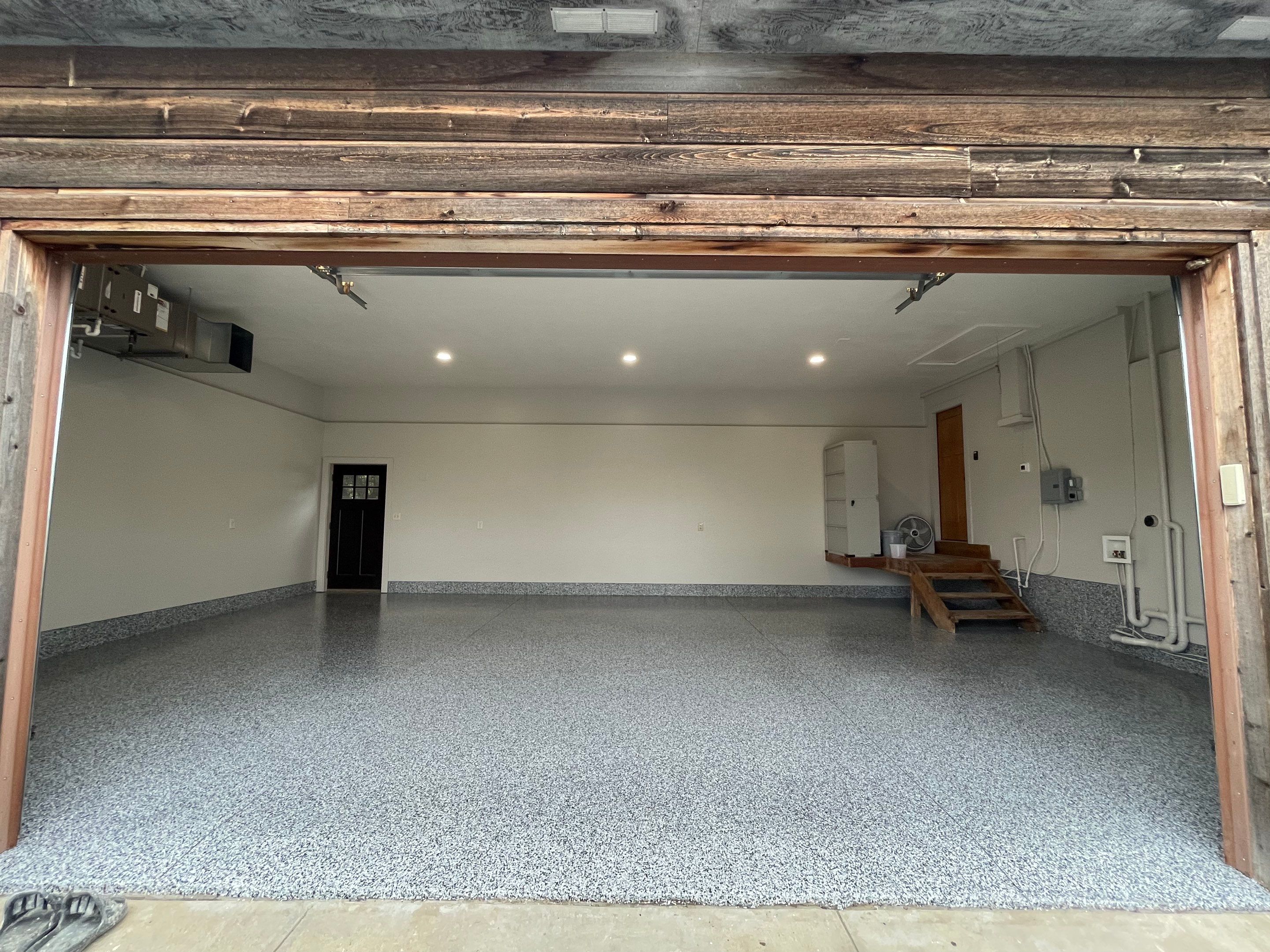 Domino Flake Floor Coating and Crack Repair in Chancellor by Select Painting, Coatings & Garage Cabinets