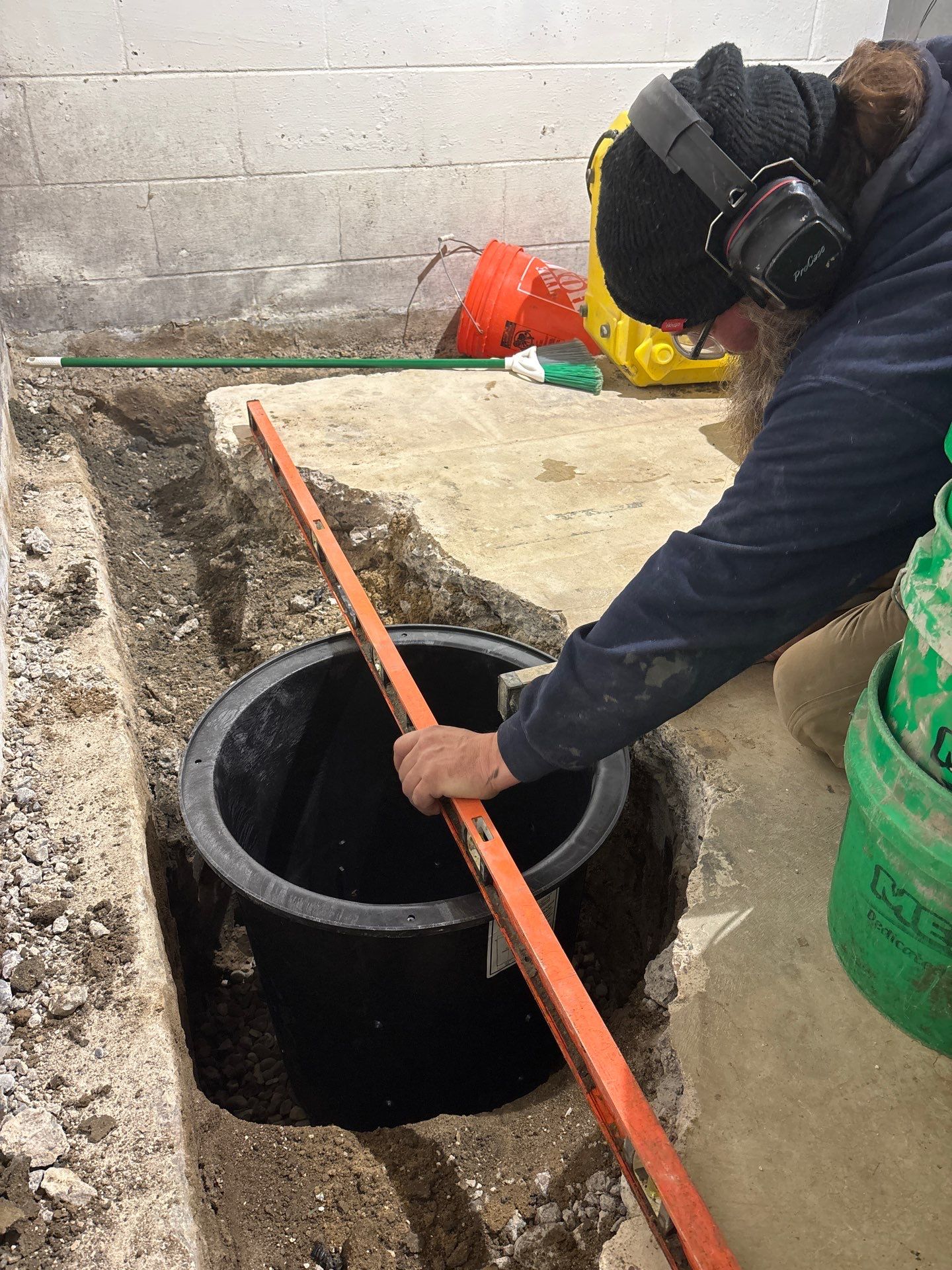 Drain tile & a sump pump for Ruth by Waterproofing Northeast
