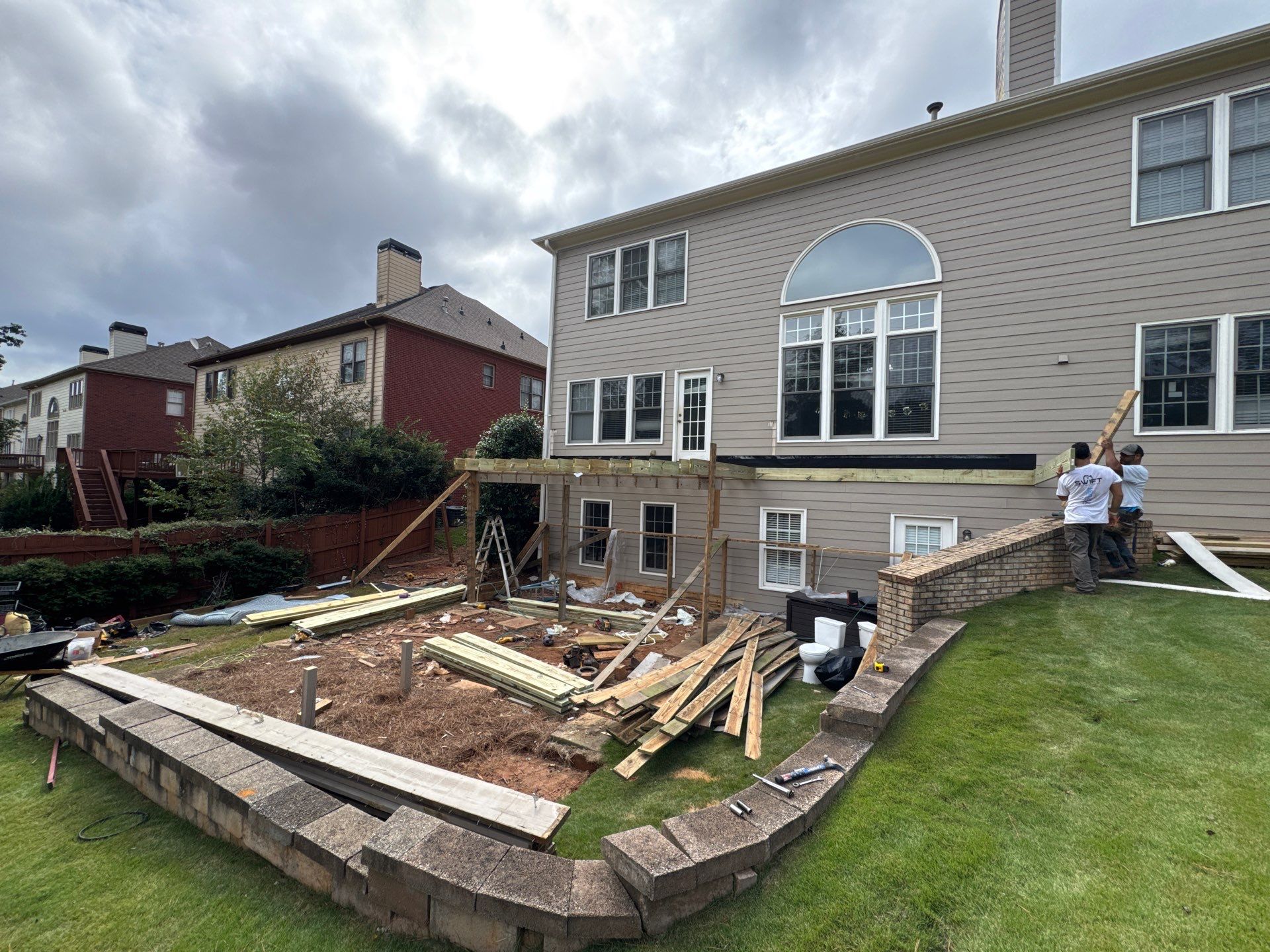 Custom Composite Deck and Covered Gabled Porch in Marietta by Swift Home Renovations