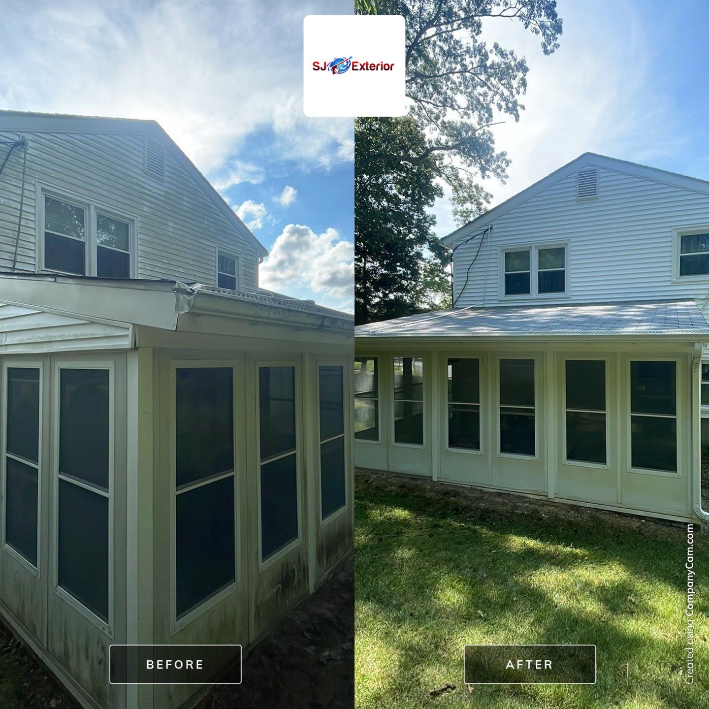 House Wash & Roof SoftWash (rear four season room) by SJ Exterior