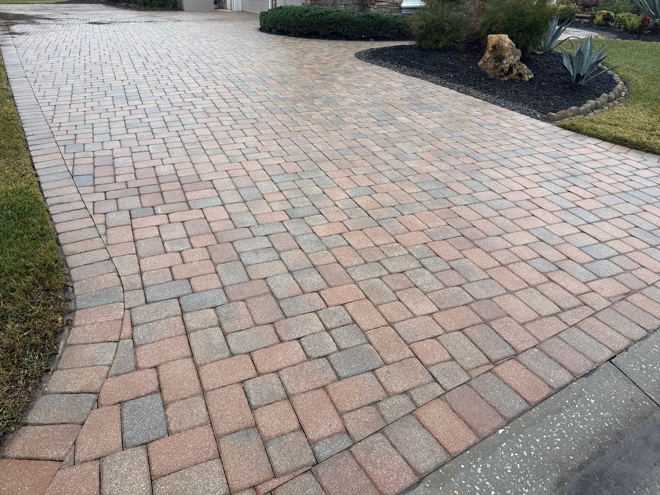 Oil & Tar Removal from Paver Driveway & Entryway by Sunshine AquaWash