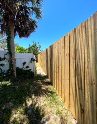Wood Fence Installation using Board on Board Wood Fence