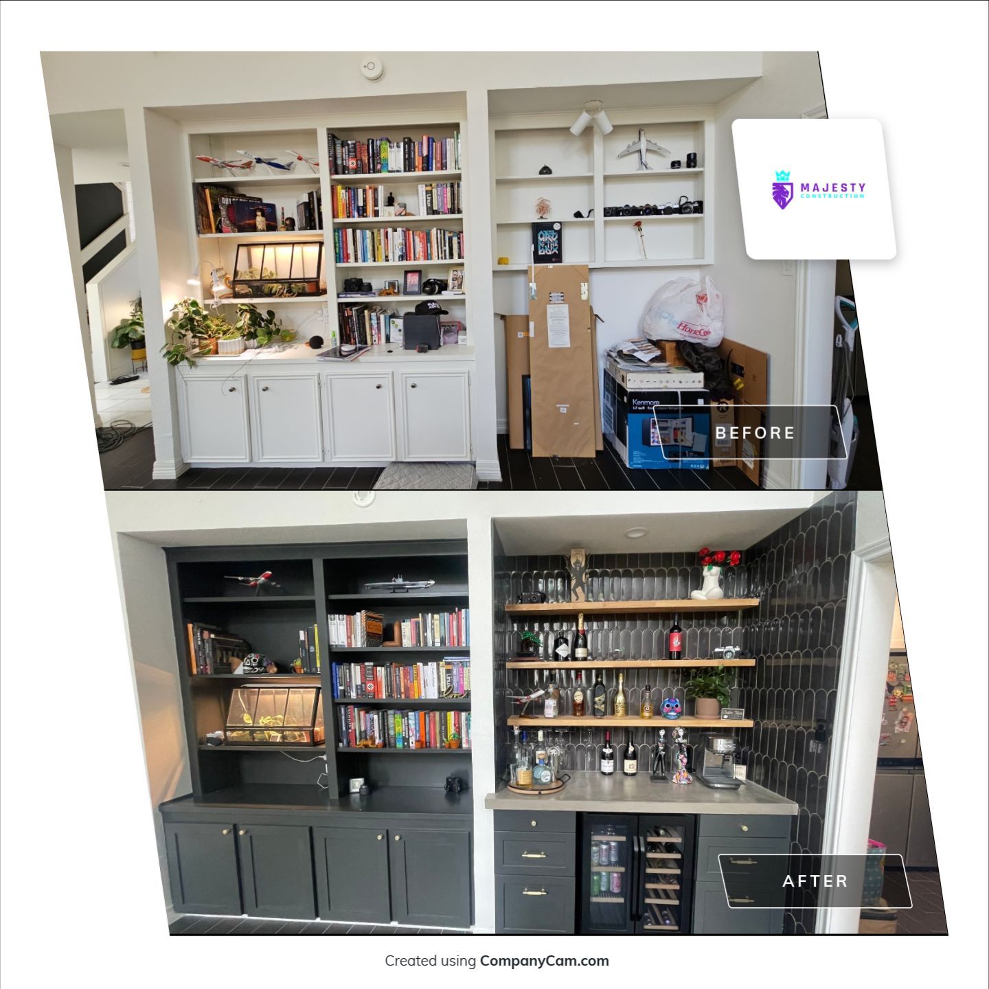 Custom Home Bar & Built-In Cabinet Remodel by Majesty Construction