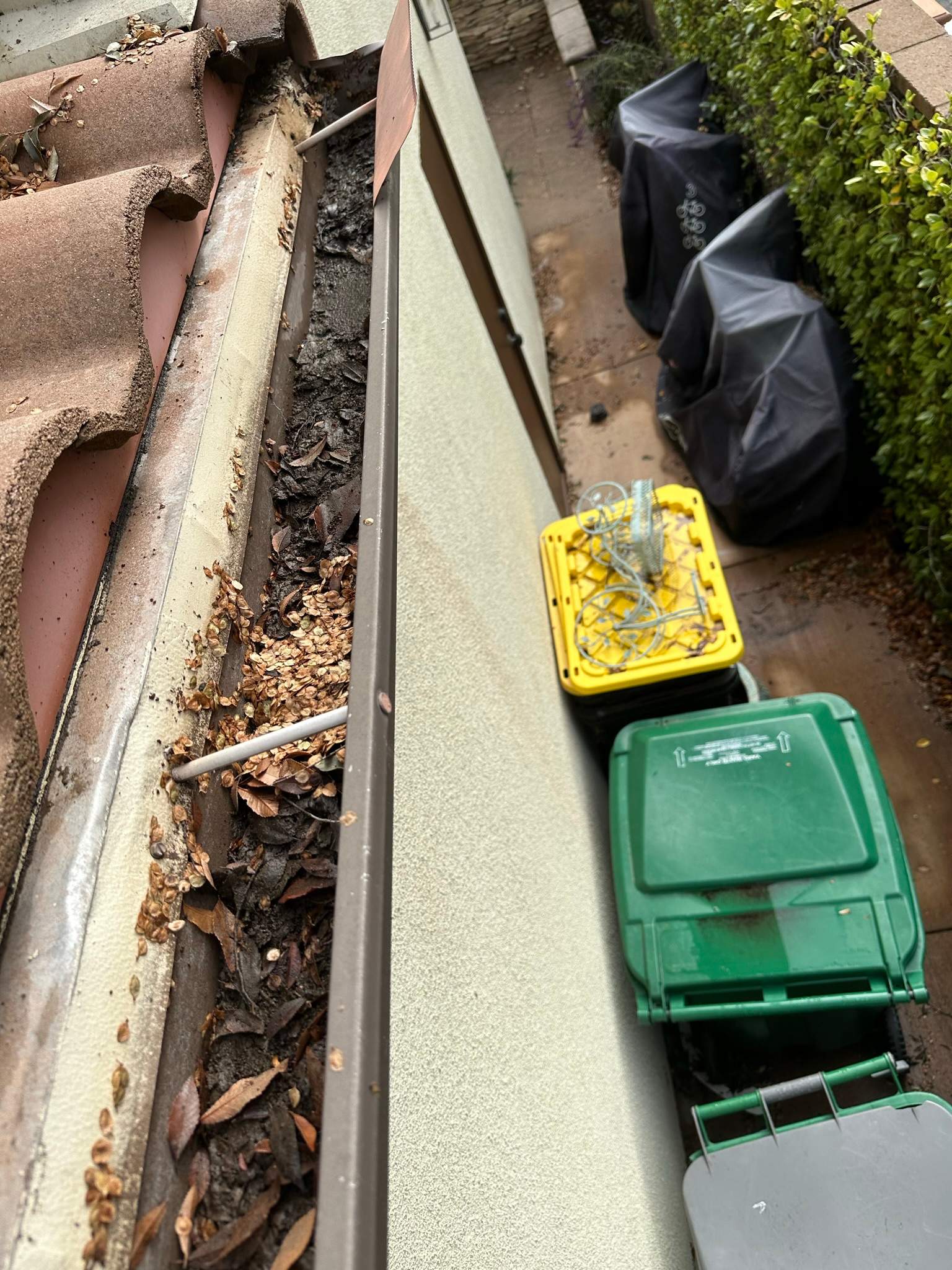 Clogged gutters at this Irvine home in Woodbury by Property Cleaning Experts, LLC