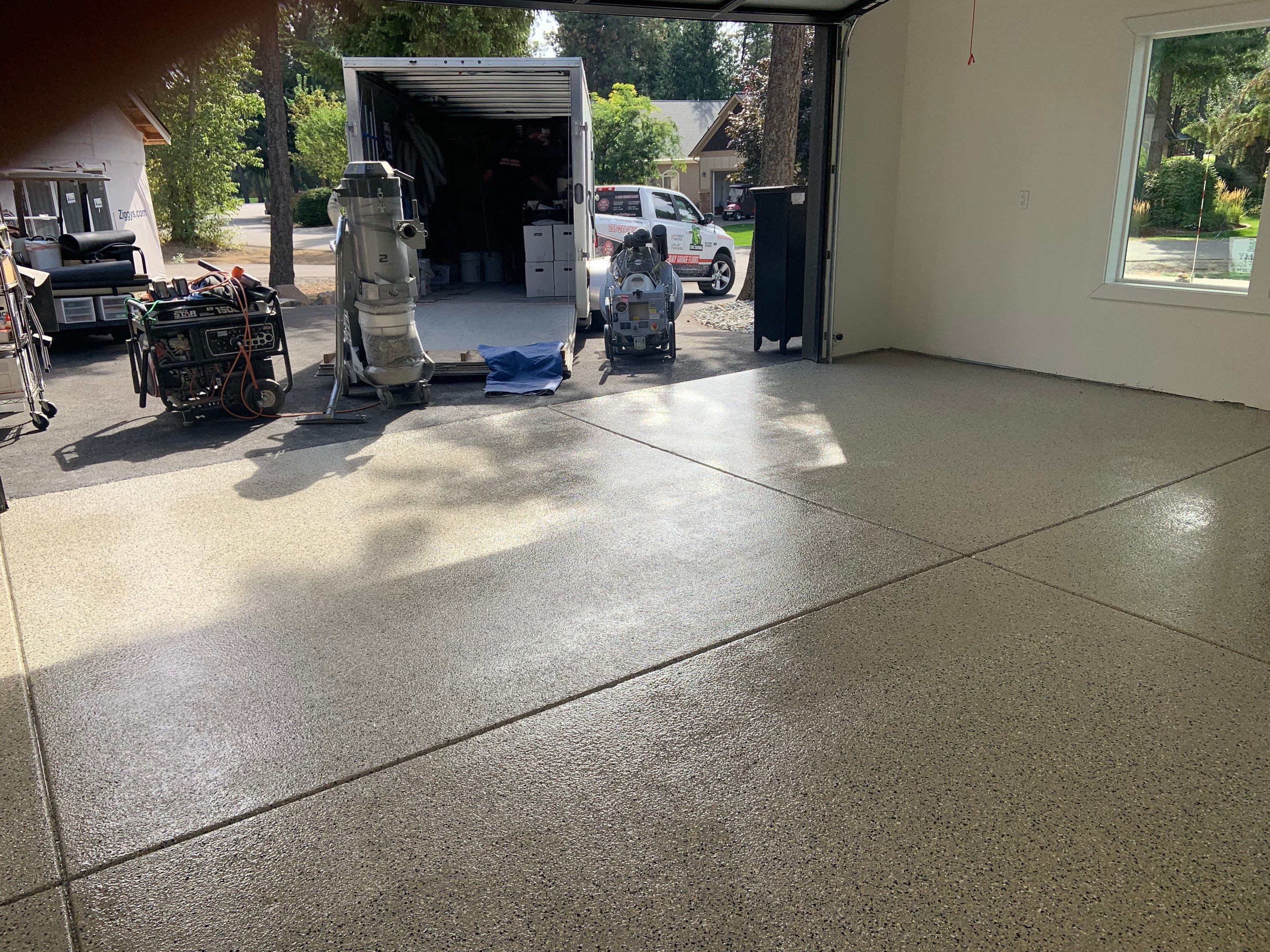 Garage Transformation using Mediterranean Colorway by Croc Coatings, LLC