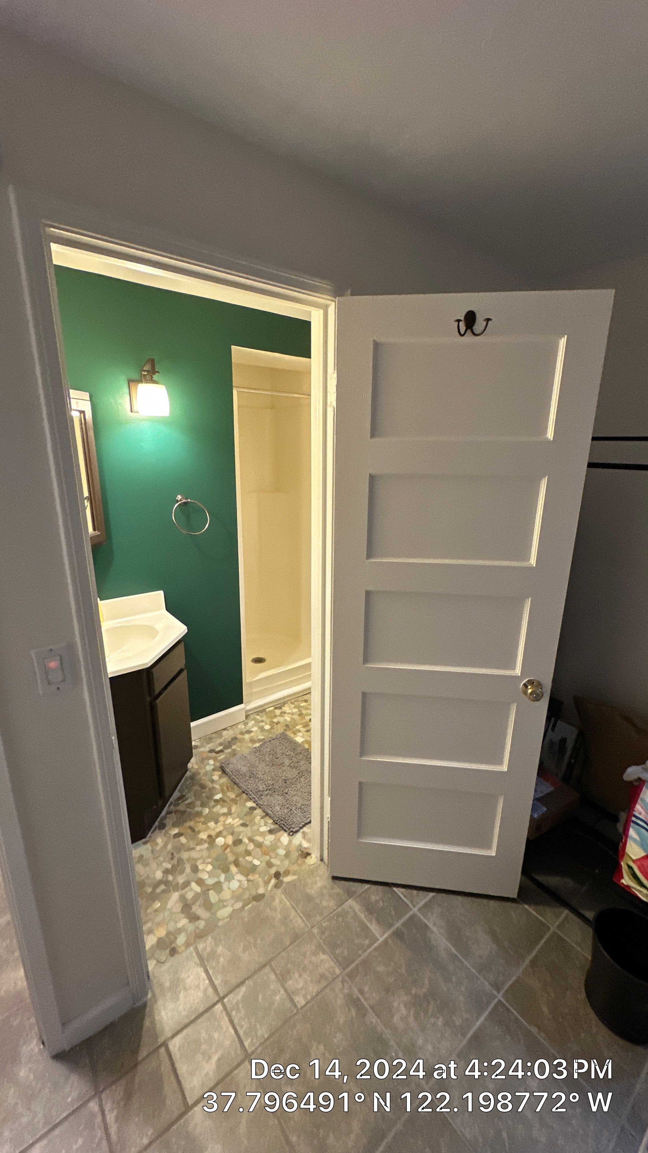 Bathroom-drywall repair and repaint by Herrera’s Bay Area Painting inc.