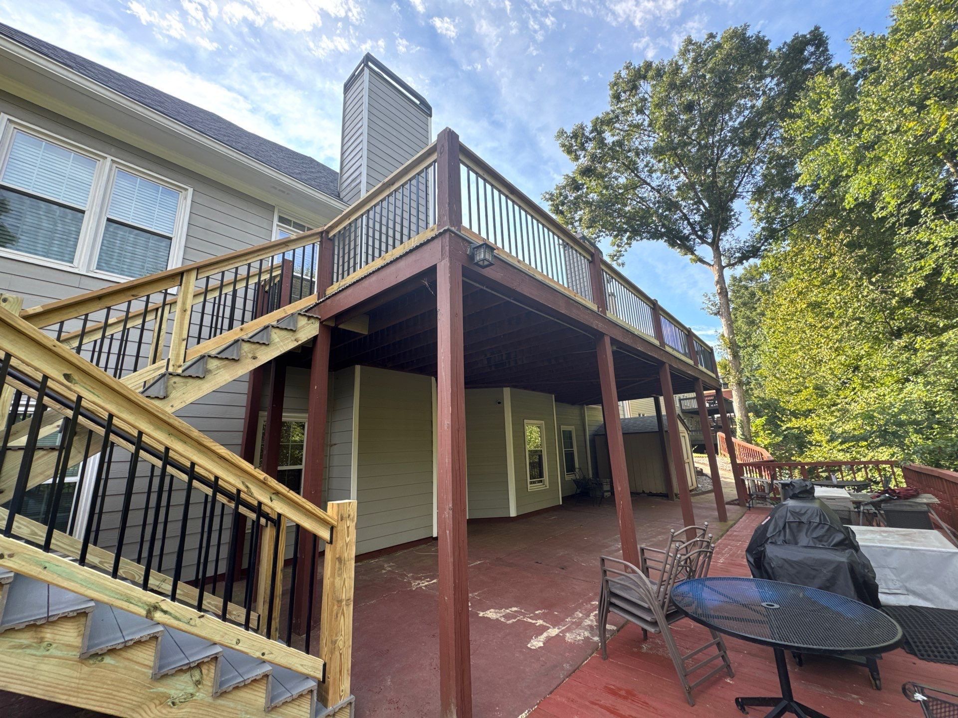 Multi-Level Deck Exterior Painting and Staining in Stonecrest by Swift Home Renovations