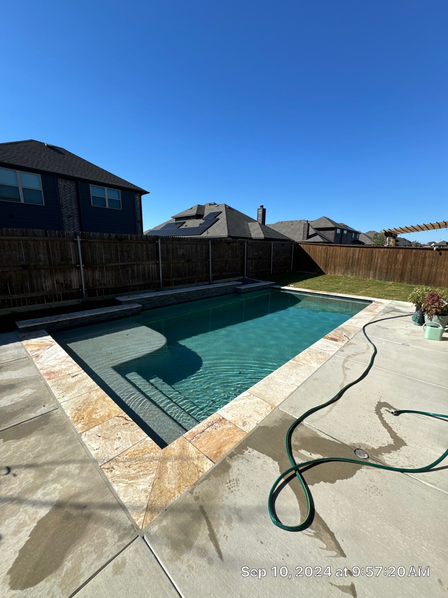 Geometric Pool with Tanning Ledge by Pinnacle Pools and Spas - DFW
