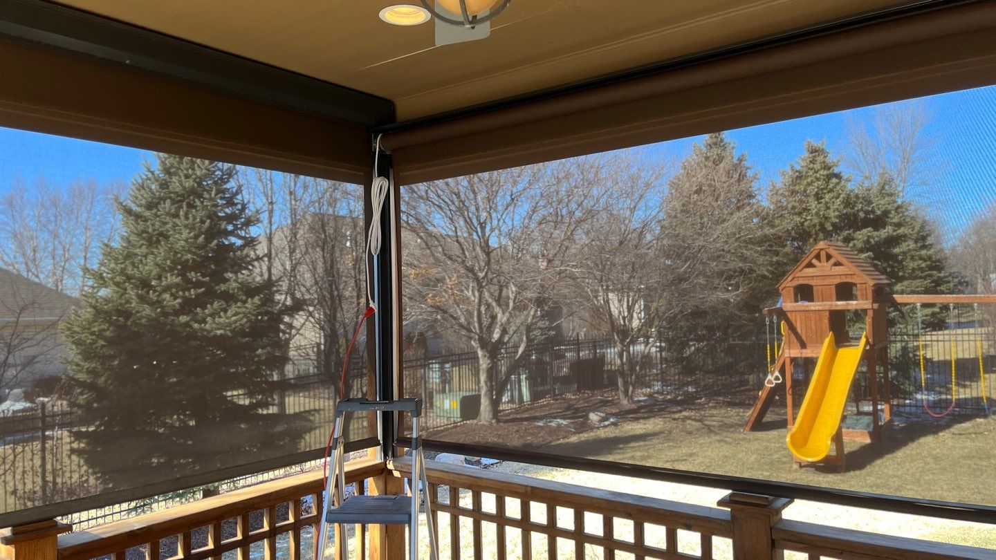 Outdoor Patio Shades using Exterior Screen Shades by Insolroll by Custom Blinds & Design