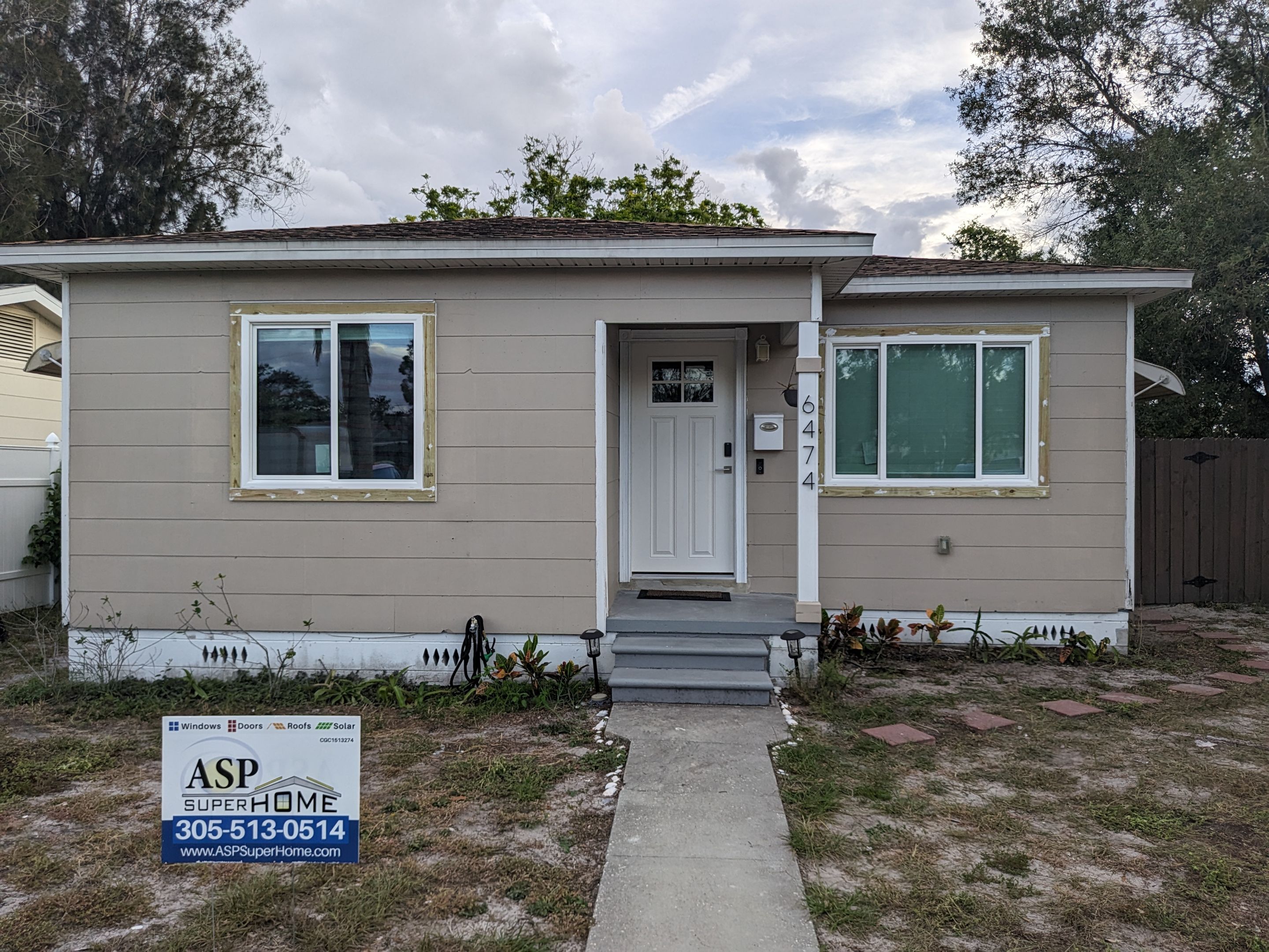 Wood Frame House / Fin Window Install using Vinyl PGT Fin Frame Windows by ASP SuperHome