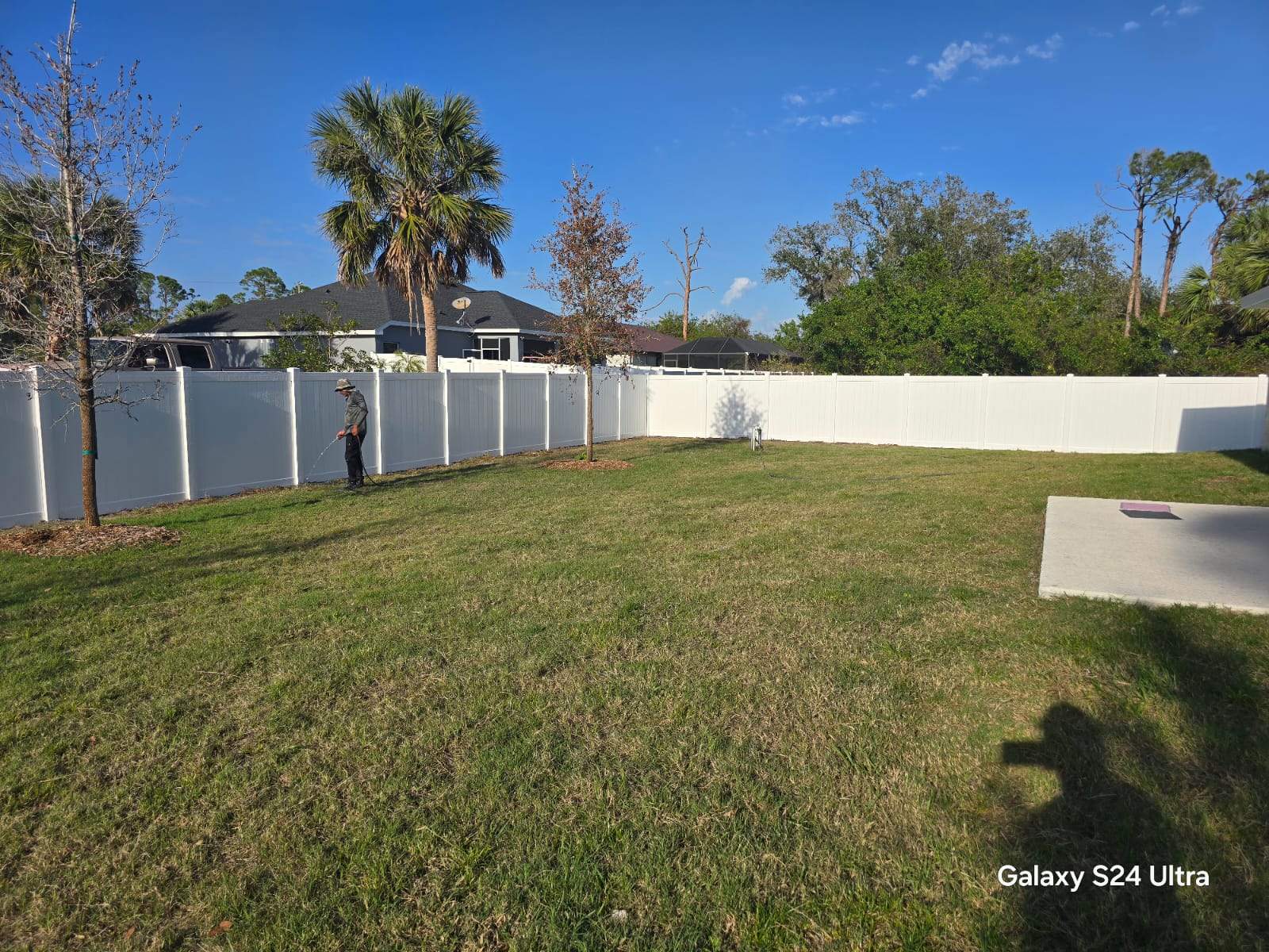 Residential White Vinyl Privacy Fence Installation in North Port by True Fence LLC