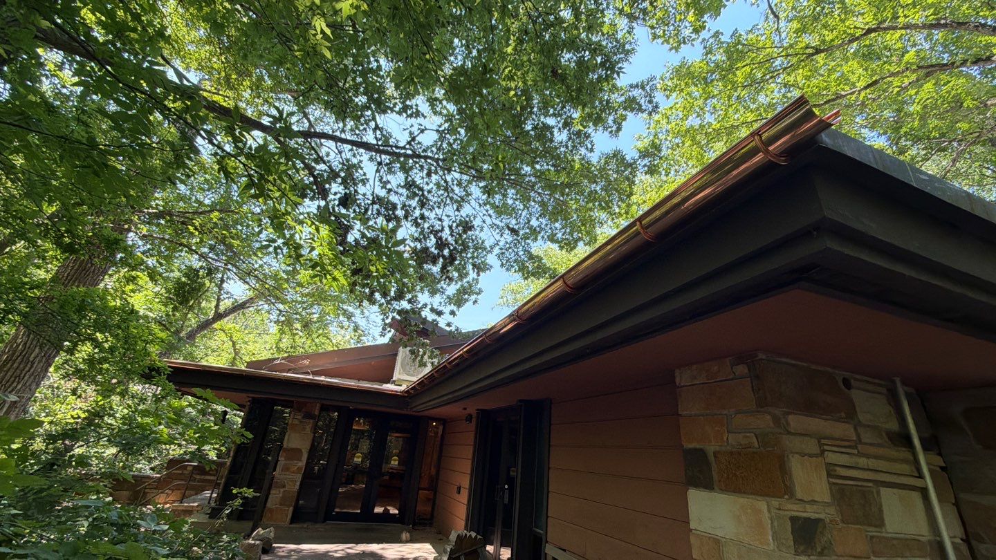 Copper Gutter Installation and Shingle Roof Replacement in Sulphur by BANA Roofing and Solar Supply