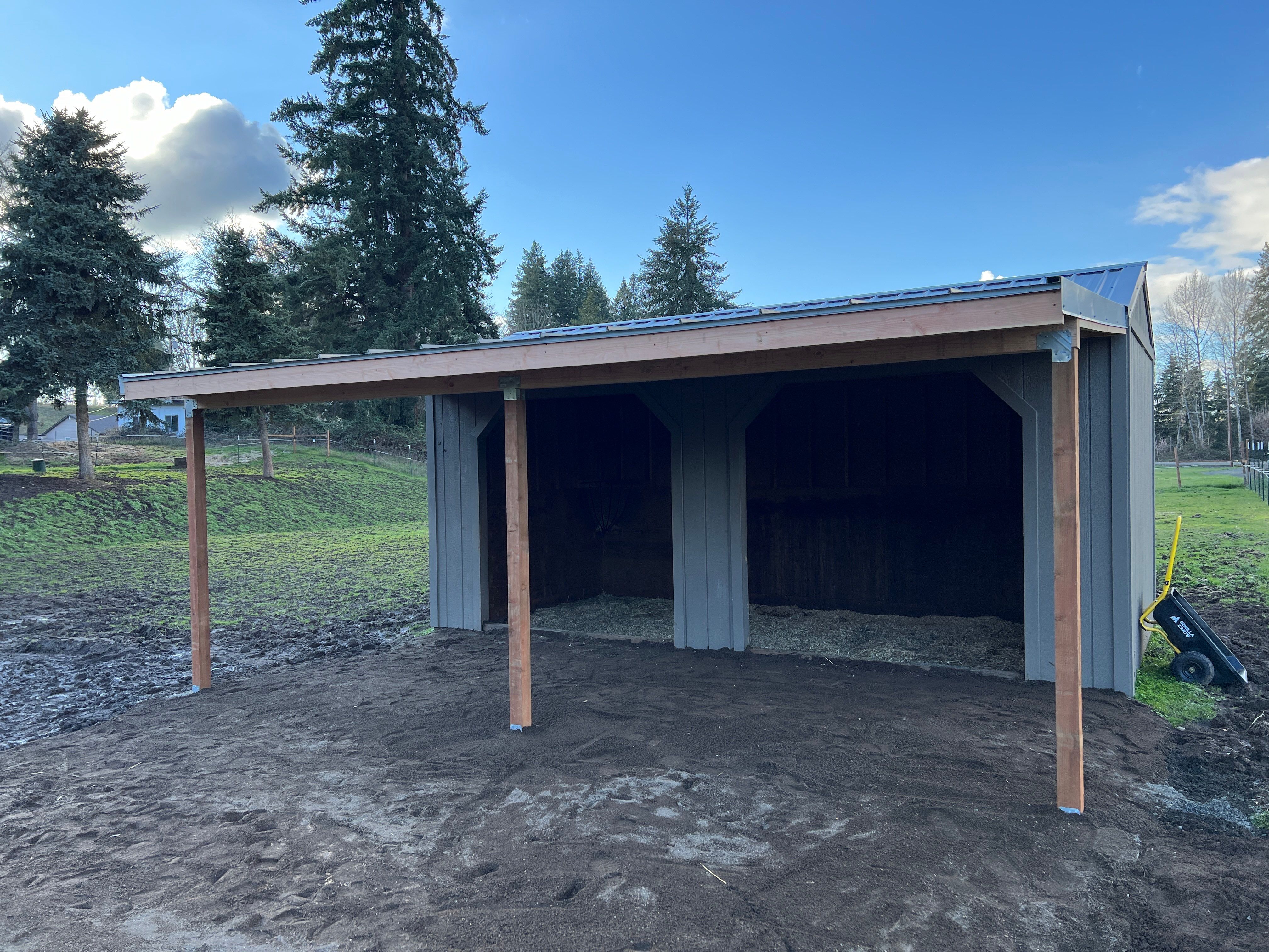 Shed Cover using Pressure Treated Posts by Villegas Remodeling, LLC
