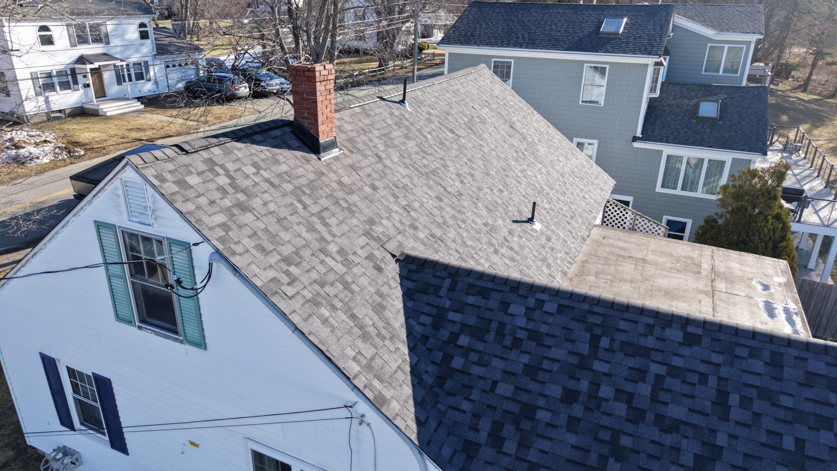 Skylight Removal & Full Roof Replacement in Salisbury, MA – Owens Corning Duration Designer, Midnight Plum by JOHNNYS PRO