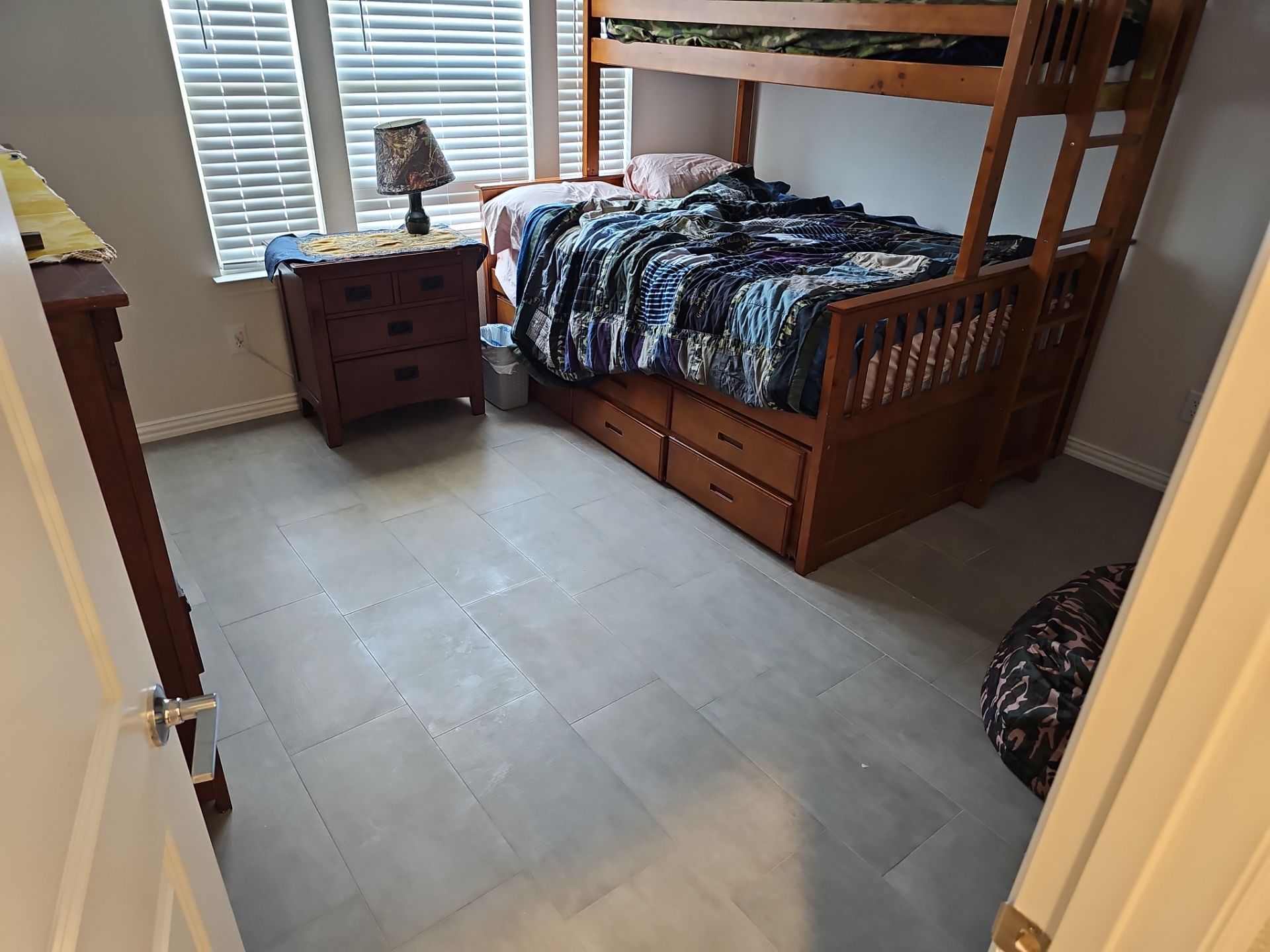 Carpet replacement with Tile and Red Oak Stairs by EL-GC LLC 