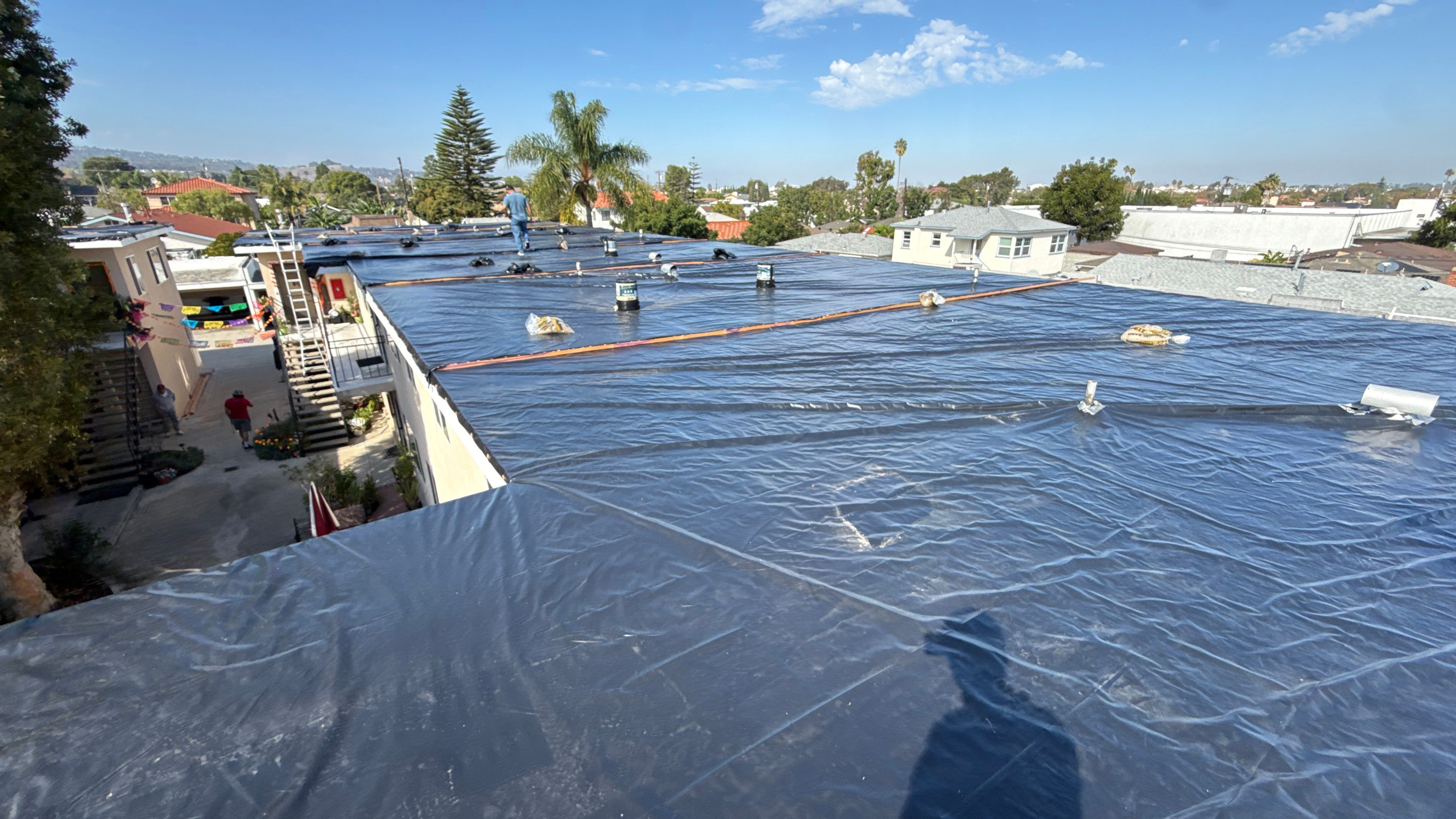 Silicone Membrane installation in LOMITA, CA. by Hull Brothers Roofing