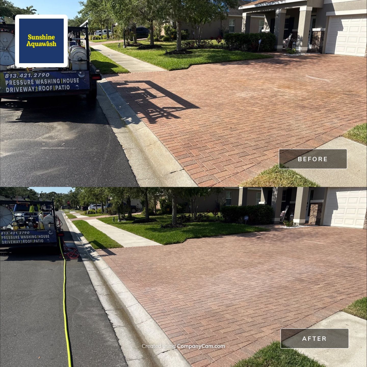 Paver Driveway & Rust Stain Removal – Oakleaf Hammock Community, Ellenton, FL by Sunshine AquaWash