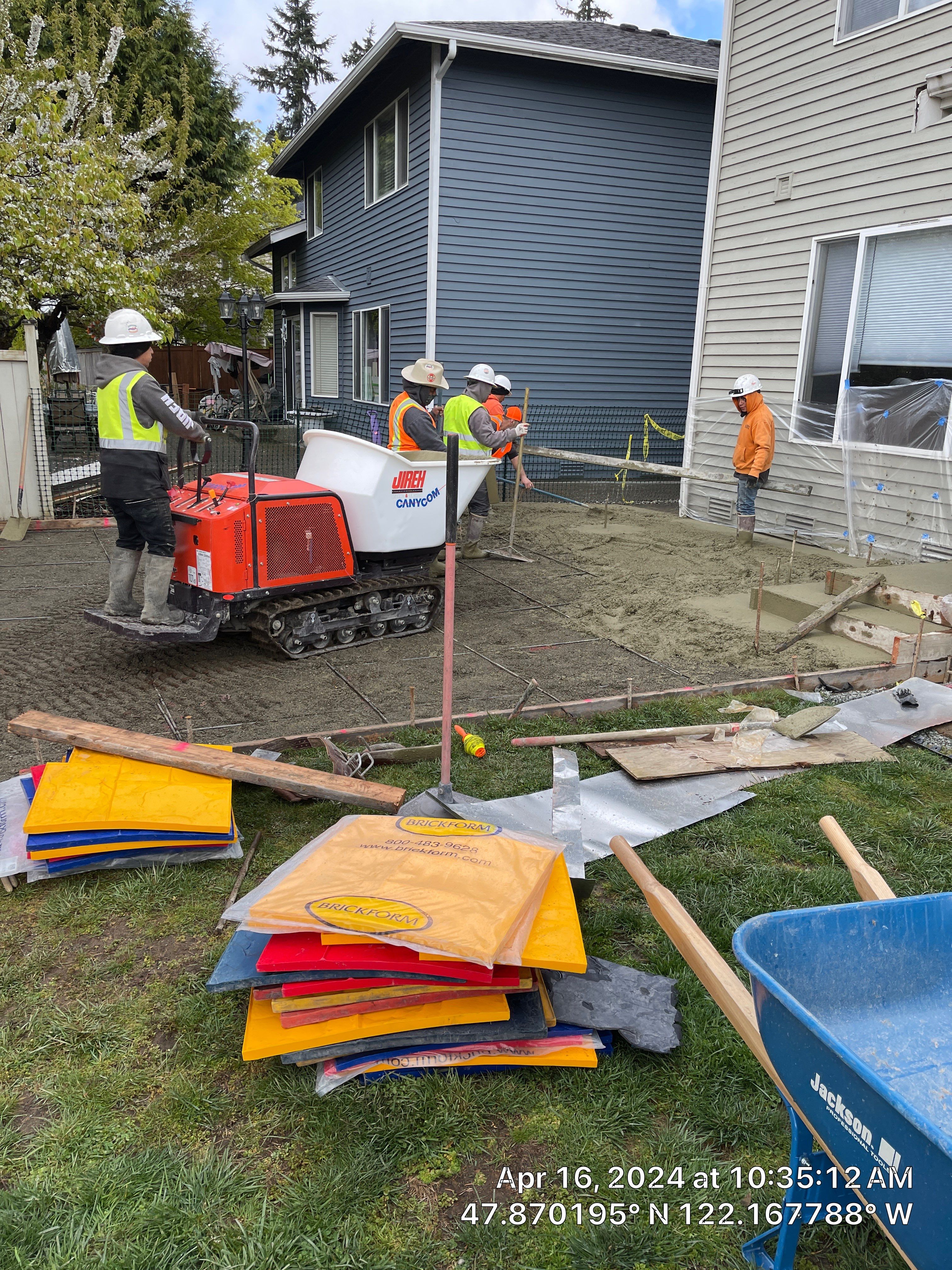 Benedict | Stamped Concrete Back Patio by Jireh Asphalt & Concrete Inc 